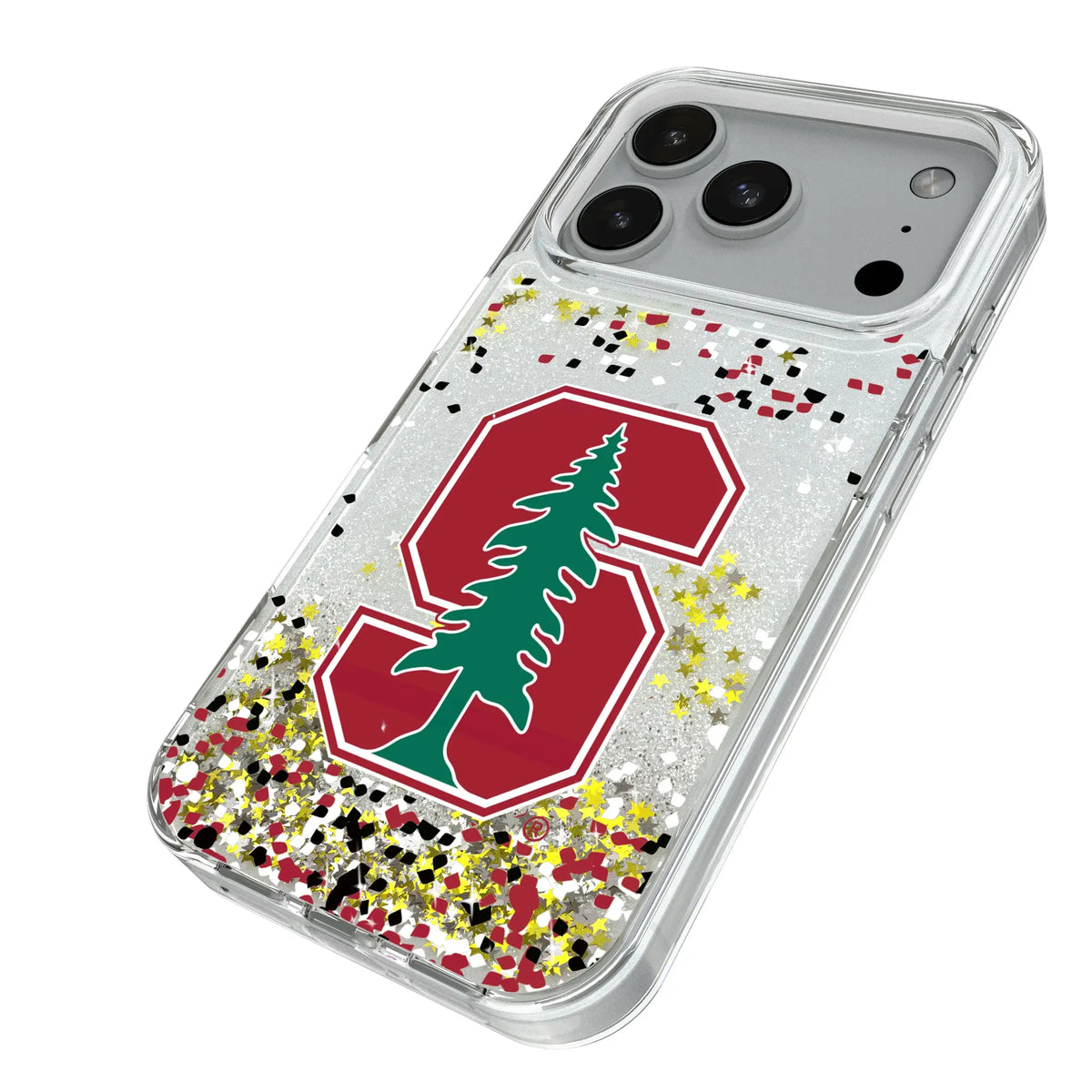 Stanford University Cardinal Confetti iPhone Glitter Phone Case for Apple iPhone - Isometric View#Device_iPhone 18 Pro