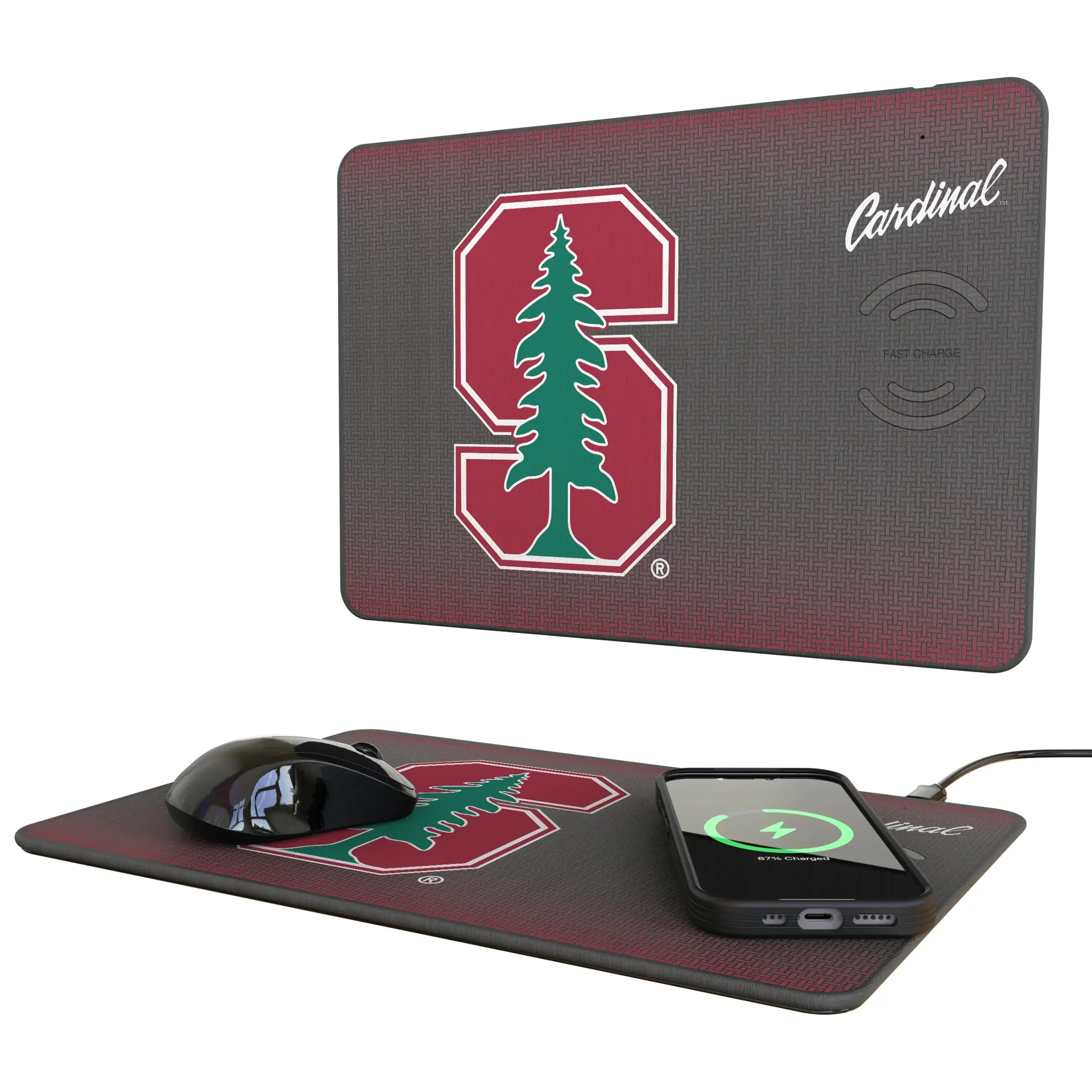 Stanford University Cardinal Linen 15-Watt Wireless Charger and Mouse Pad