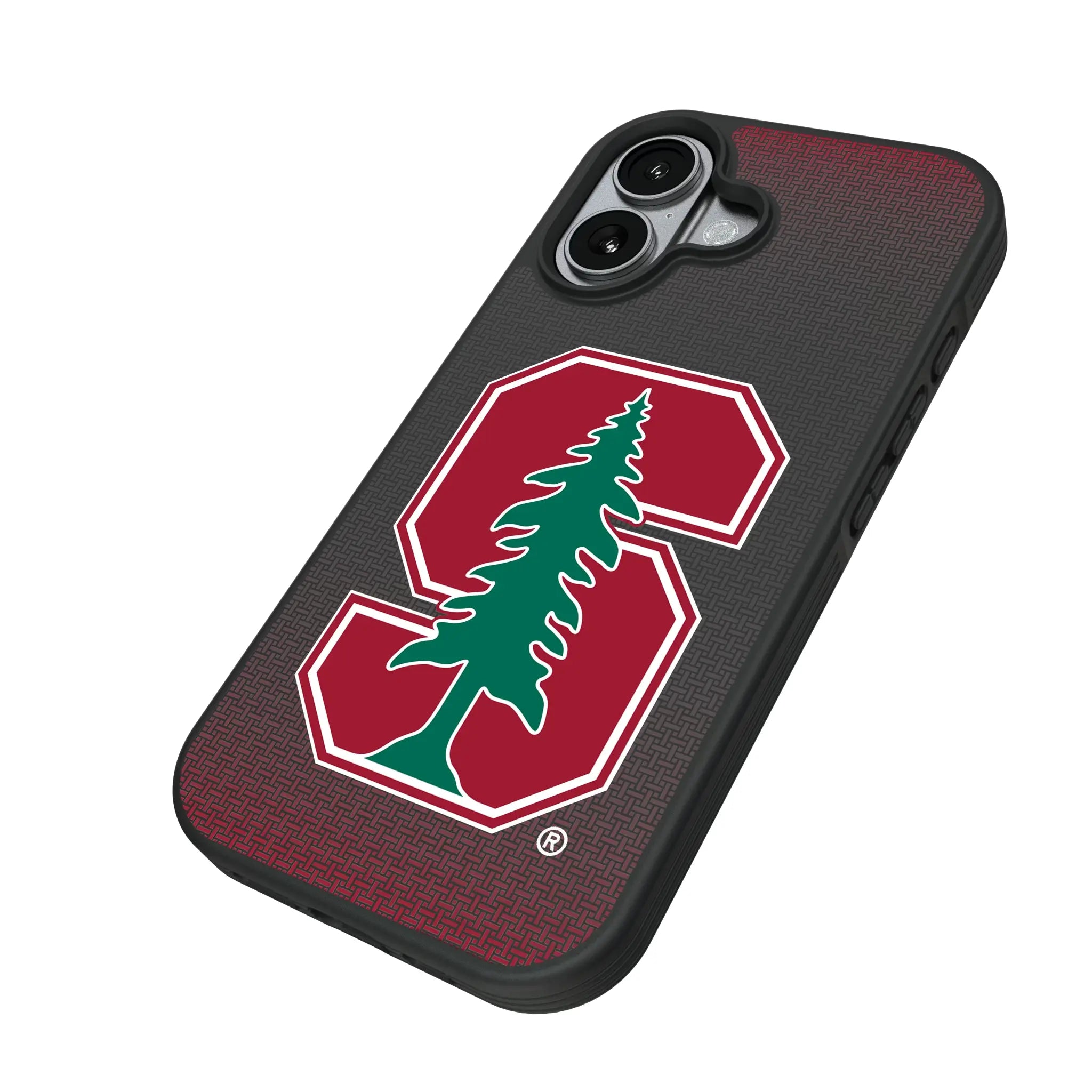 Stanford University Cardinal Linen iPhone Bump Phone Case for Apple iPhone - Isometric View#Device_iPhone 17