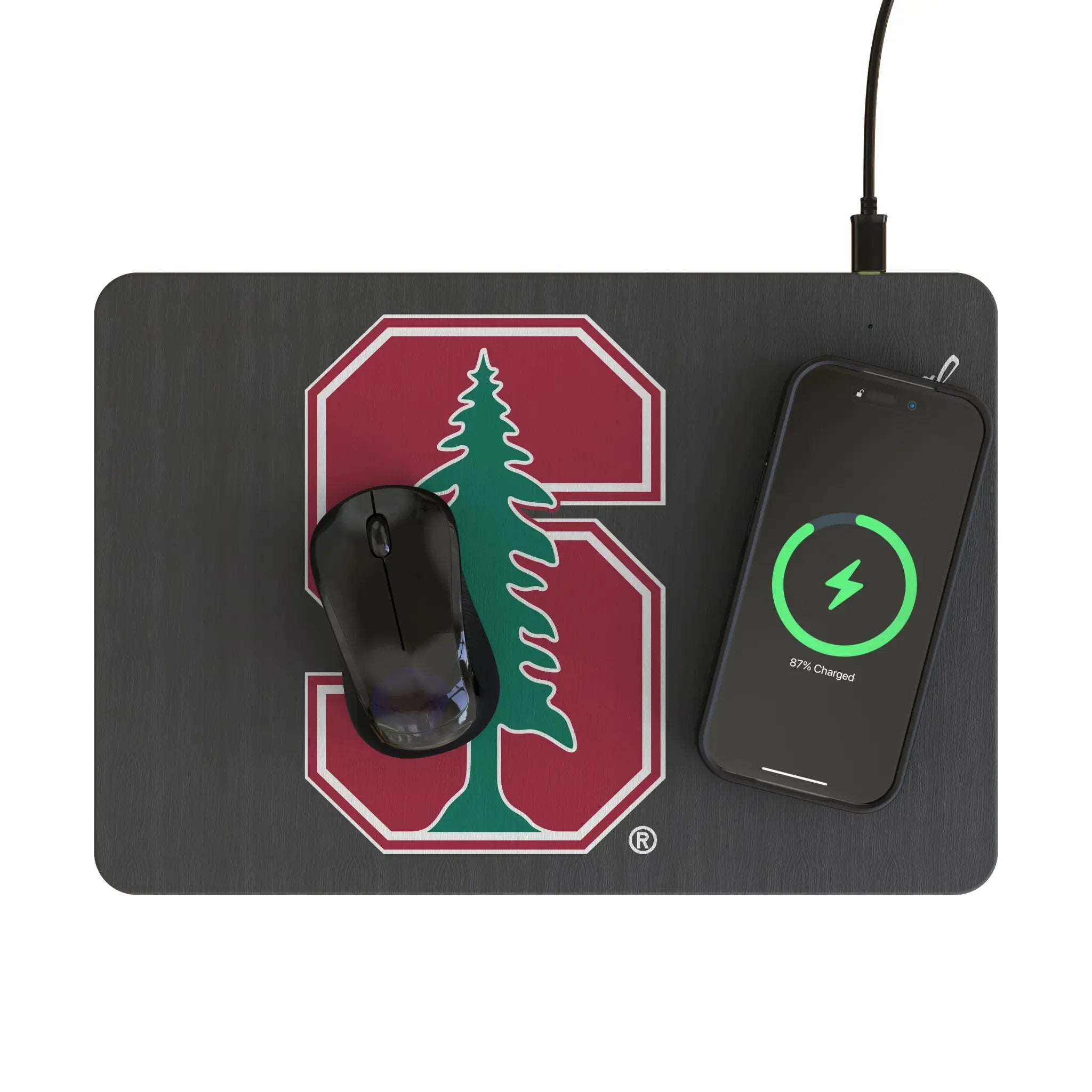 Stanford University Cardinal Monocolor Tilt 15-Watt Wireless Charger and Mouse Pad - Lifestyle