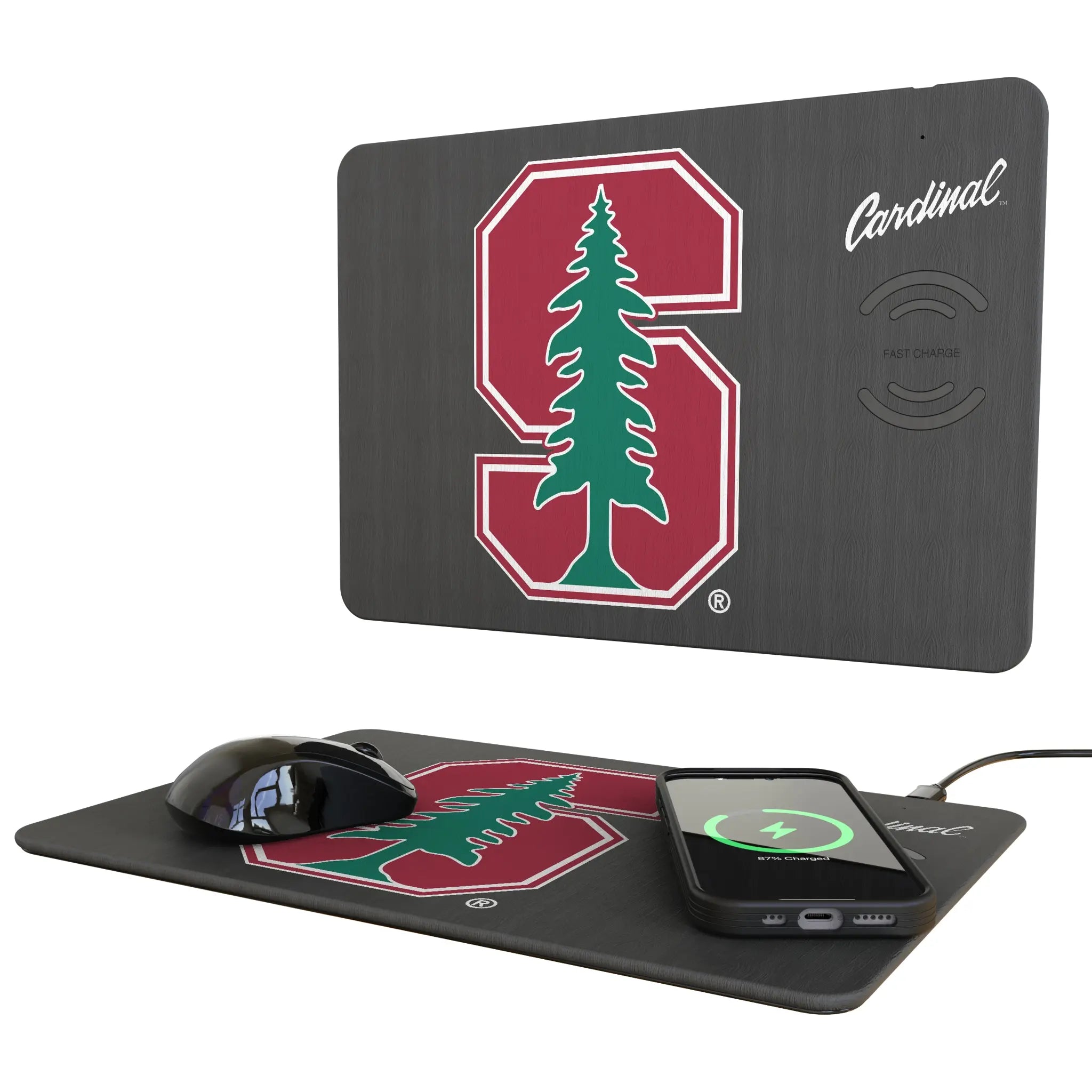 Stanford University Cardinal Monocolor Tilt 15-Watt Wireless Charger and Mouse Pad