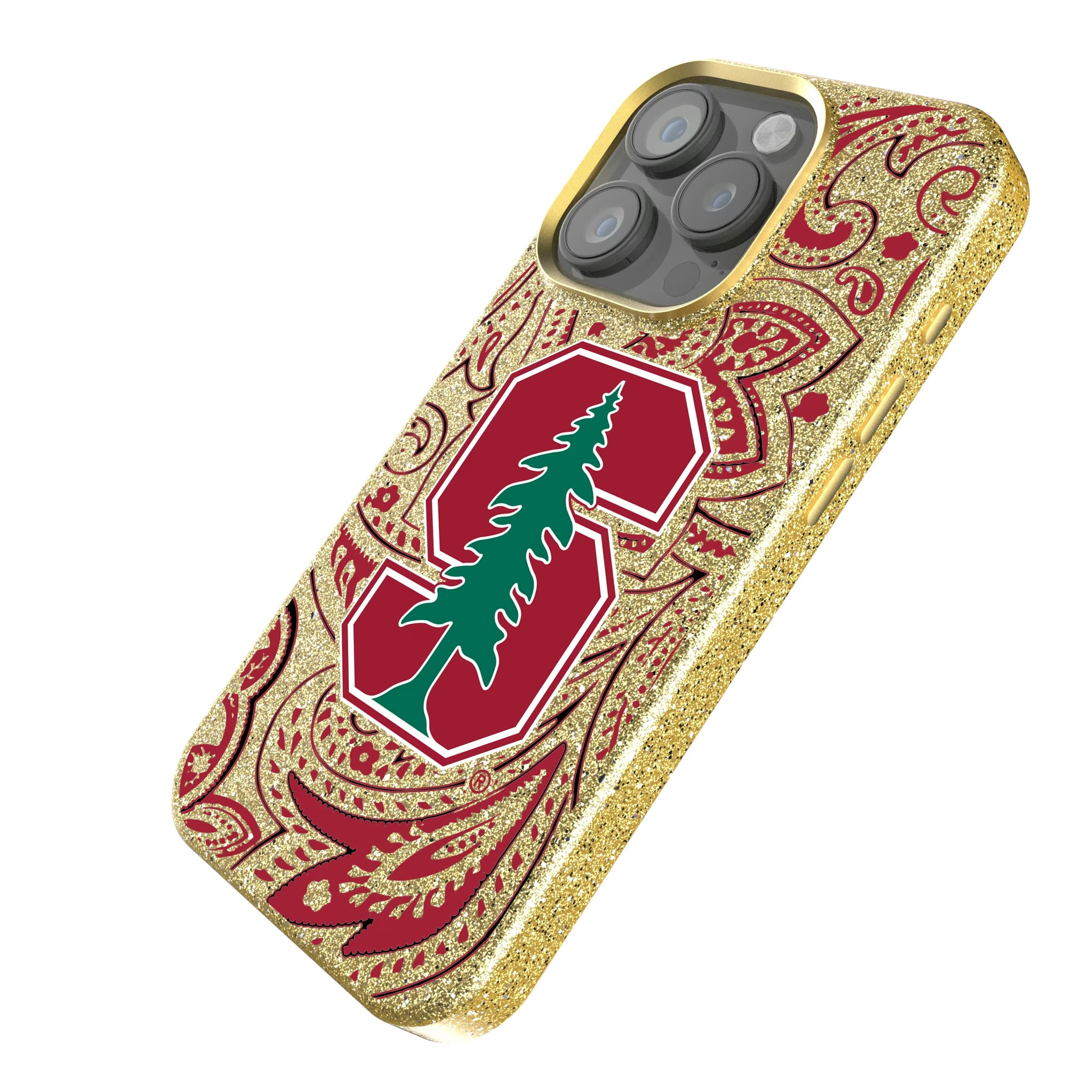 Stanford University Cardinal Paisley iPhone Bling Phone Case for Apple iPhone - Isometric View