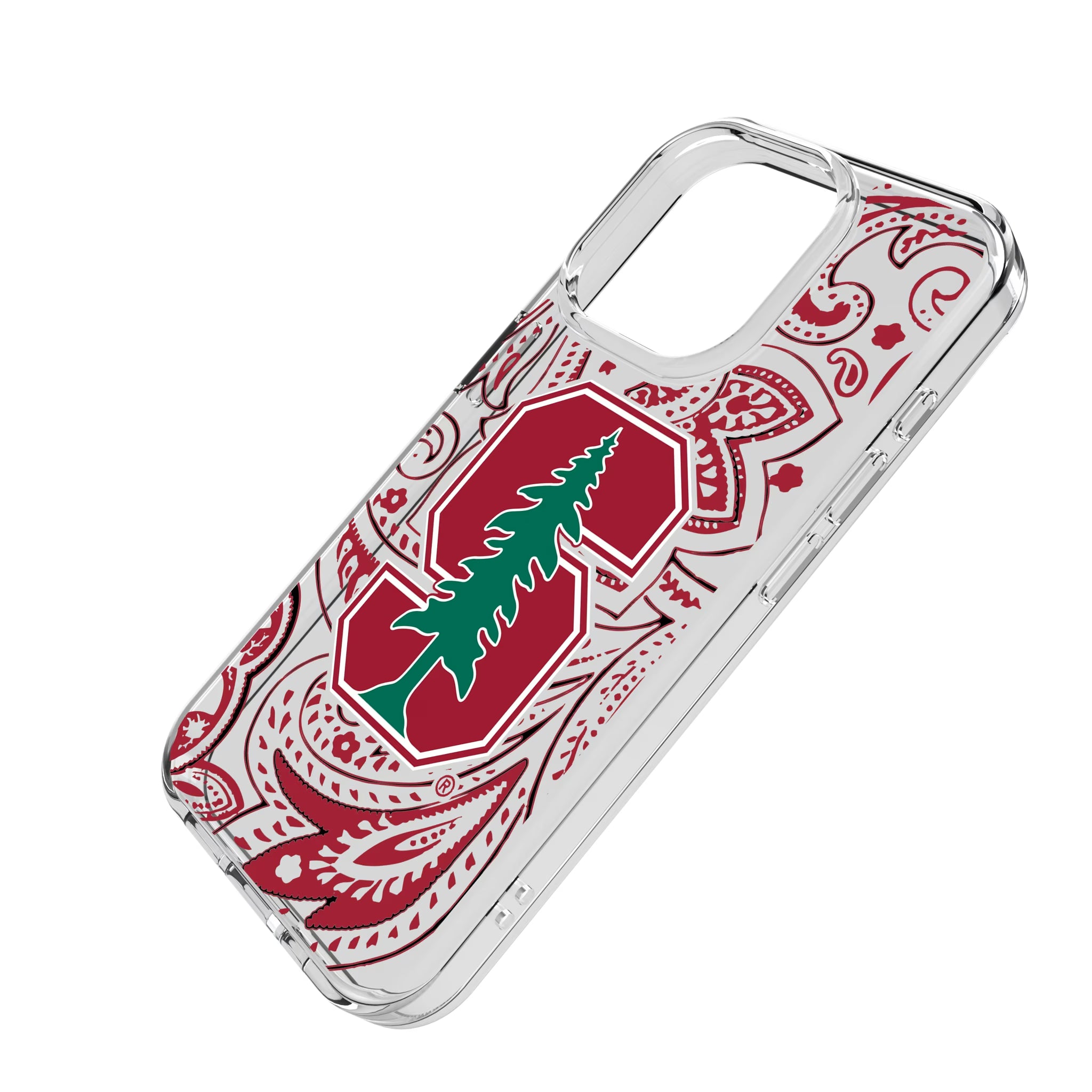 Stanford University Cardinal Paisley iPhone Clear Phone Case for Apple iPhone - Isometric View