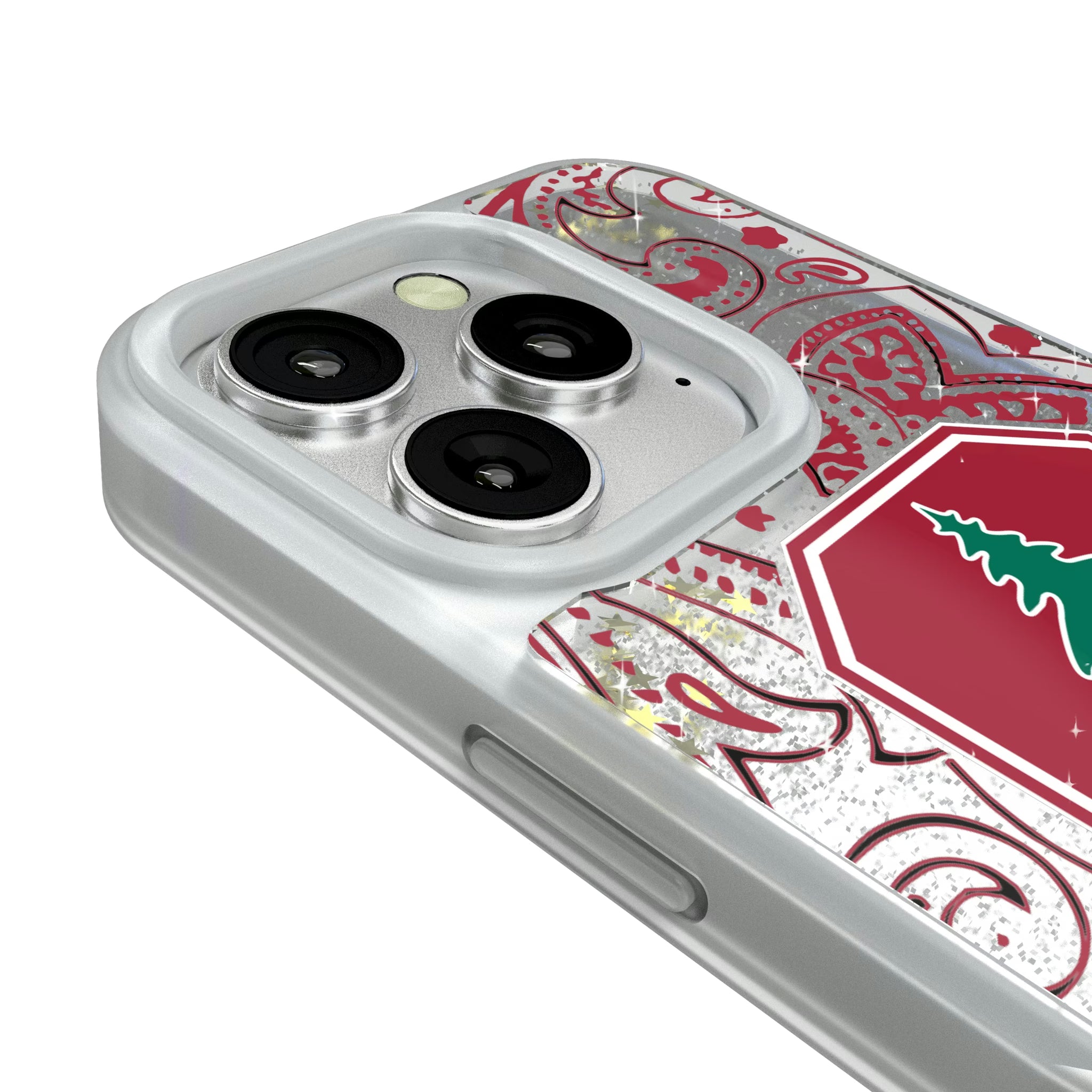 Stanford University Cardinal Paisley iPhone Glitter Phone Case for Apple iPhone - Detail#Device_iPhone 16 Pro