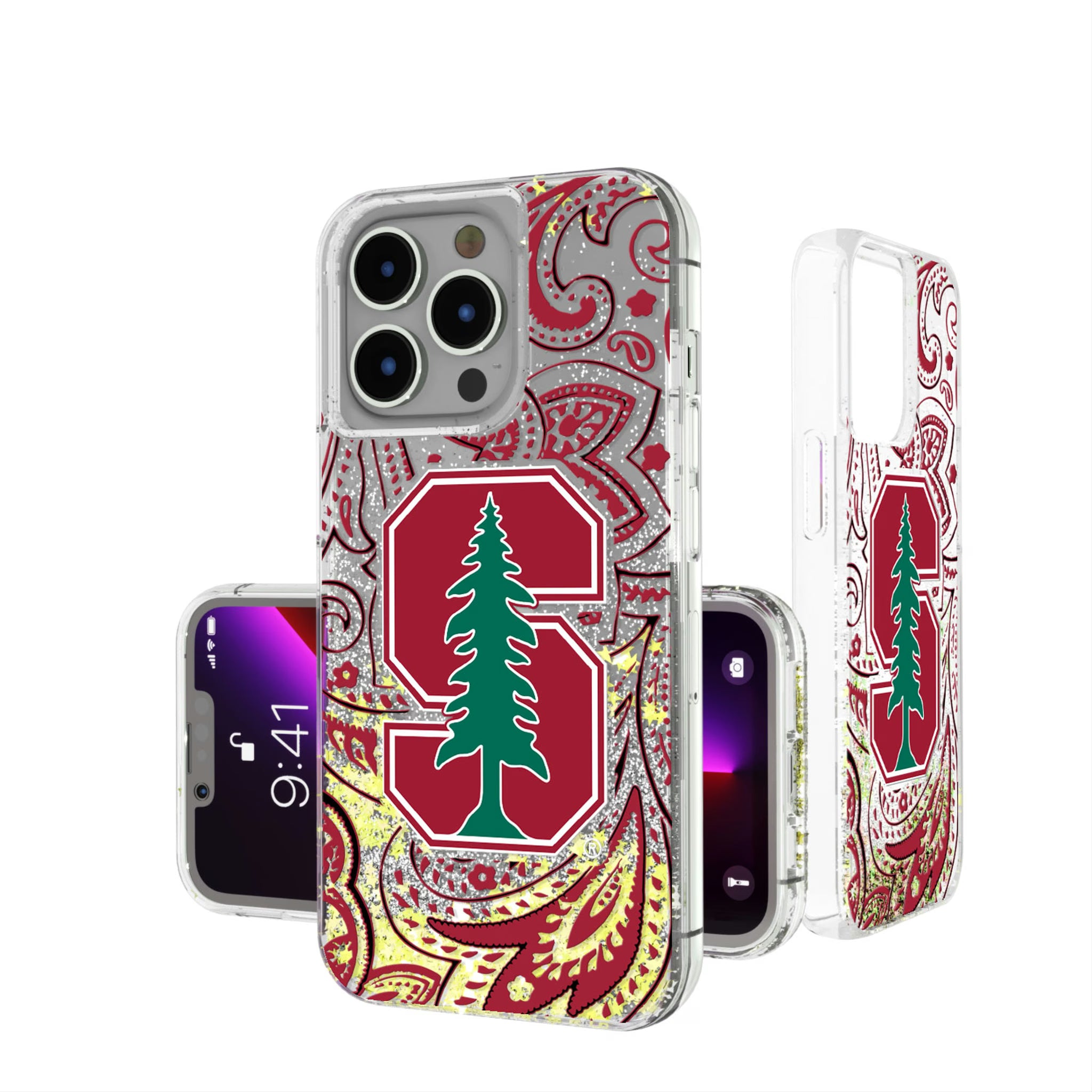 Stanford University Cardinal Paisley iPhone Glitter Phone Case for Apple iPhone