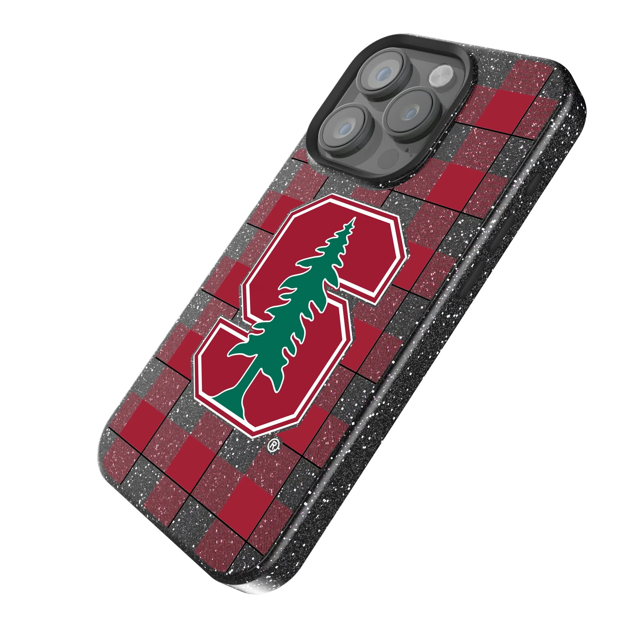 Stanford University Cardinal Plaid iPhone Bling Phone Case for Apple iPhone - Isometric View