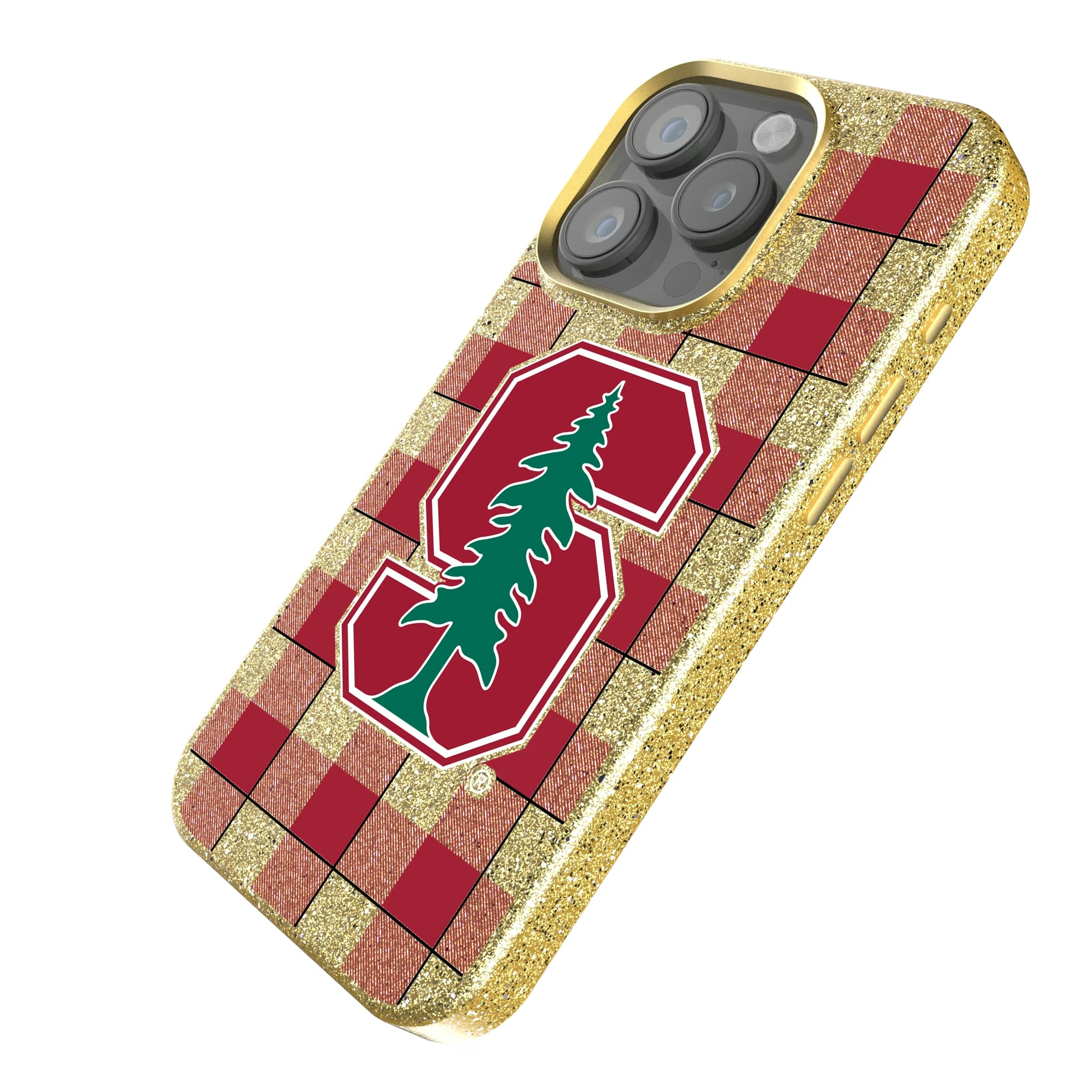 Stanford University Cardinal Plaid iPhone Bling Phone Case for Apple iPhone - Isometric View