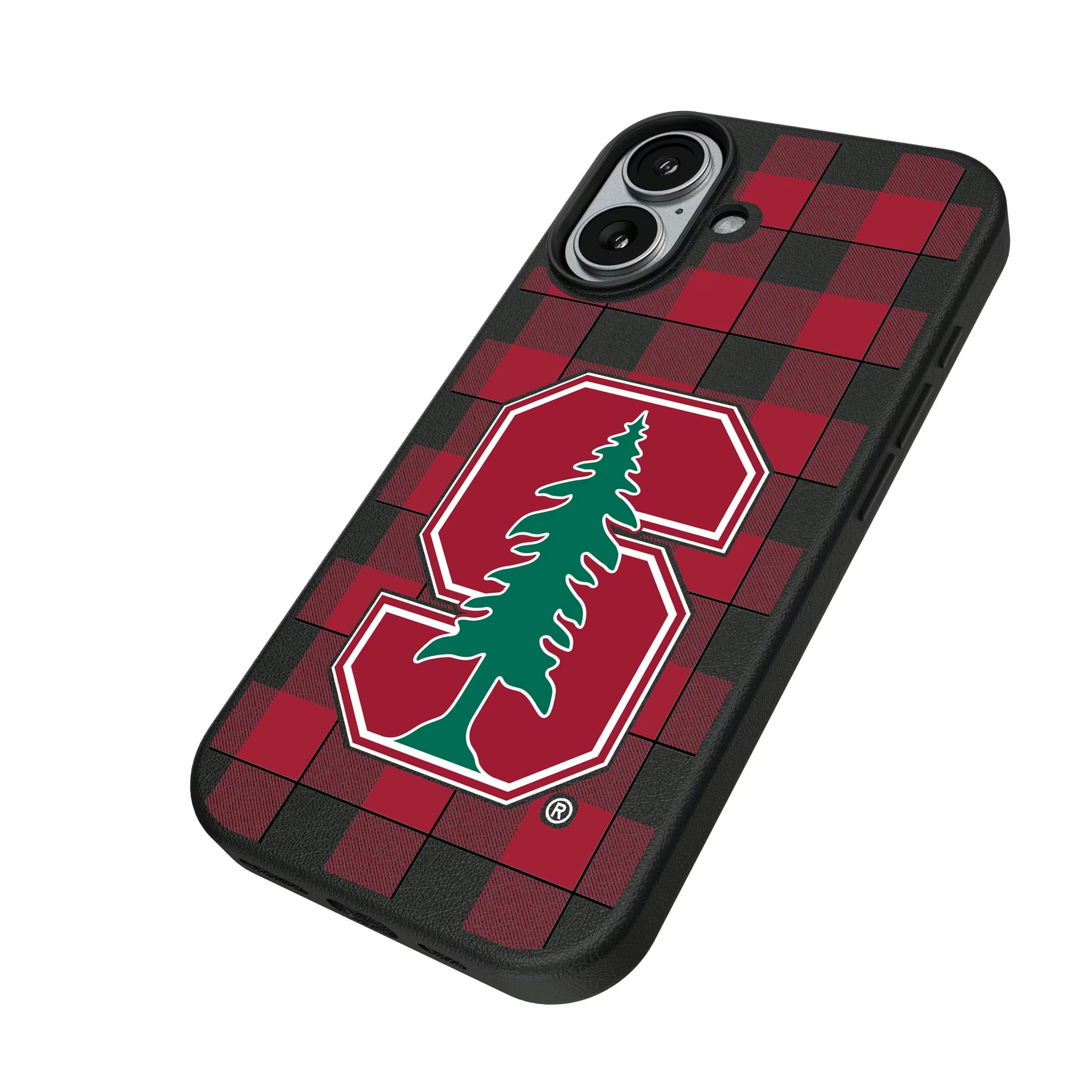 Stanford University Cardinal Plaid iPhone MagSafe Compatible Phone Case for Apple iPhone - Isometric View#Device_iPhone 17