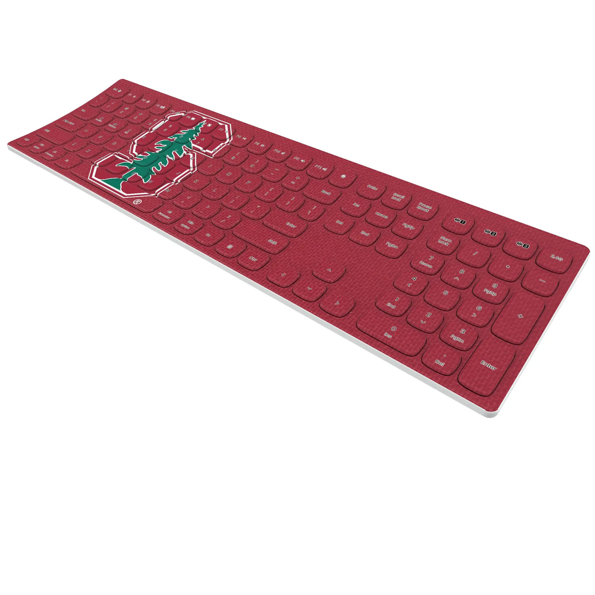 Stanford University Cardinal Solid KKB605 Curved Wireless Keyboard - Isometric View