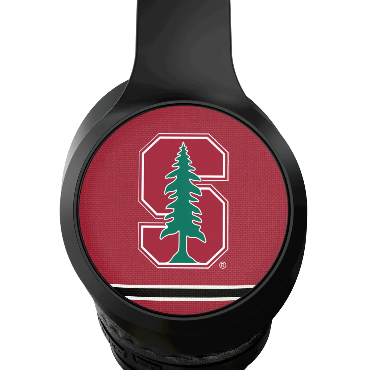 Stanford University Cardinal Stripe Wireless Over-Ear Headphones With Case - Detail