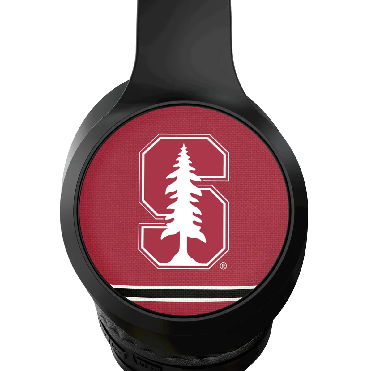Stanford University Cardinal Stripe Wireless Over-Ear Headphones With Case - Detail