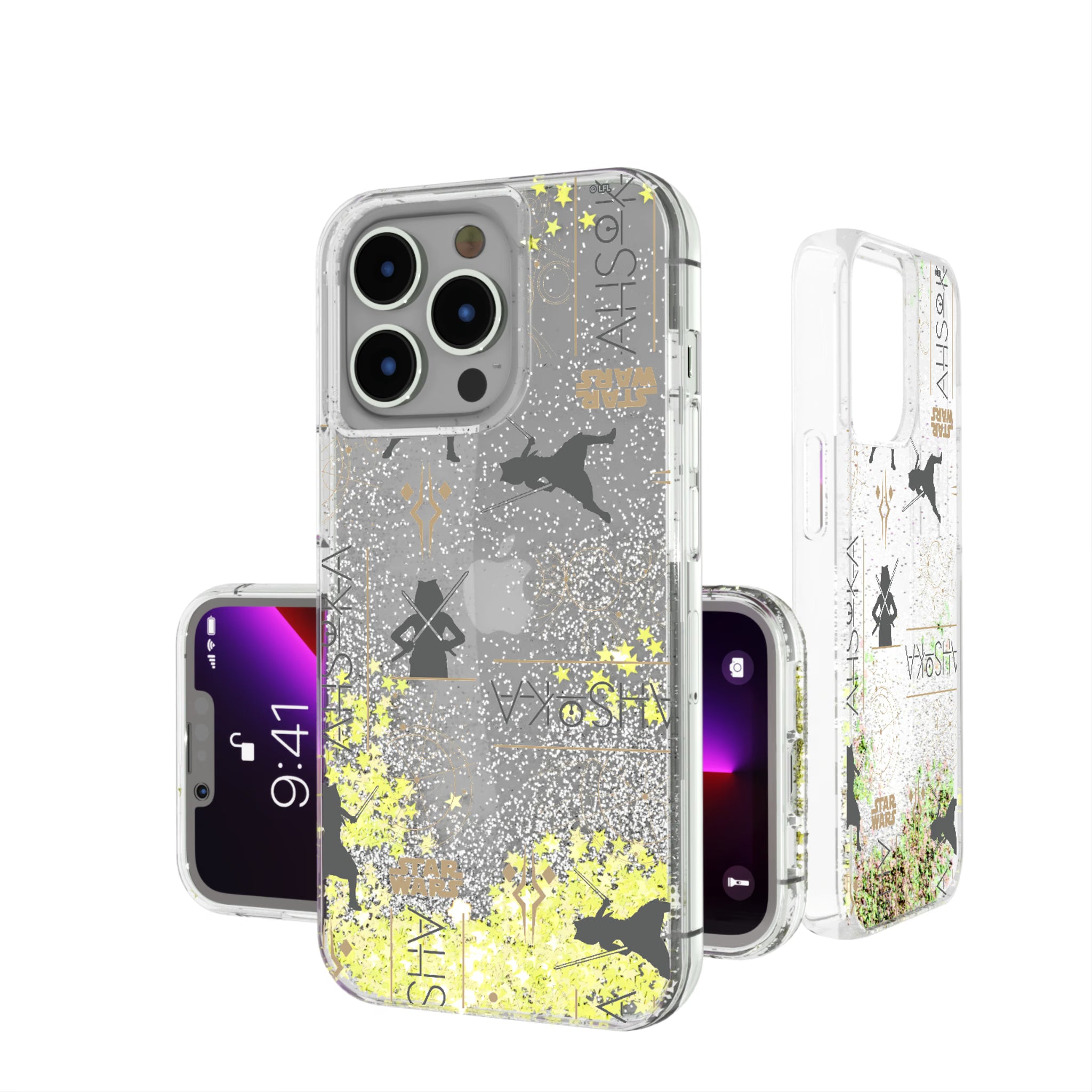 Star Wars Ahsoka Pattern iPhone Glitter Phone Case for Apple iPhone