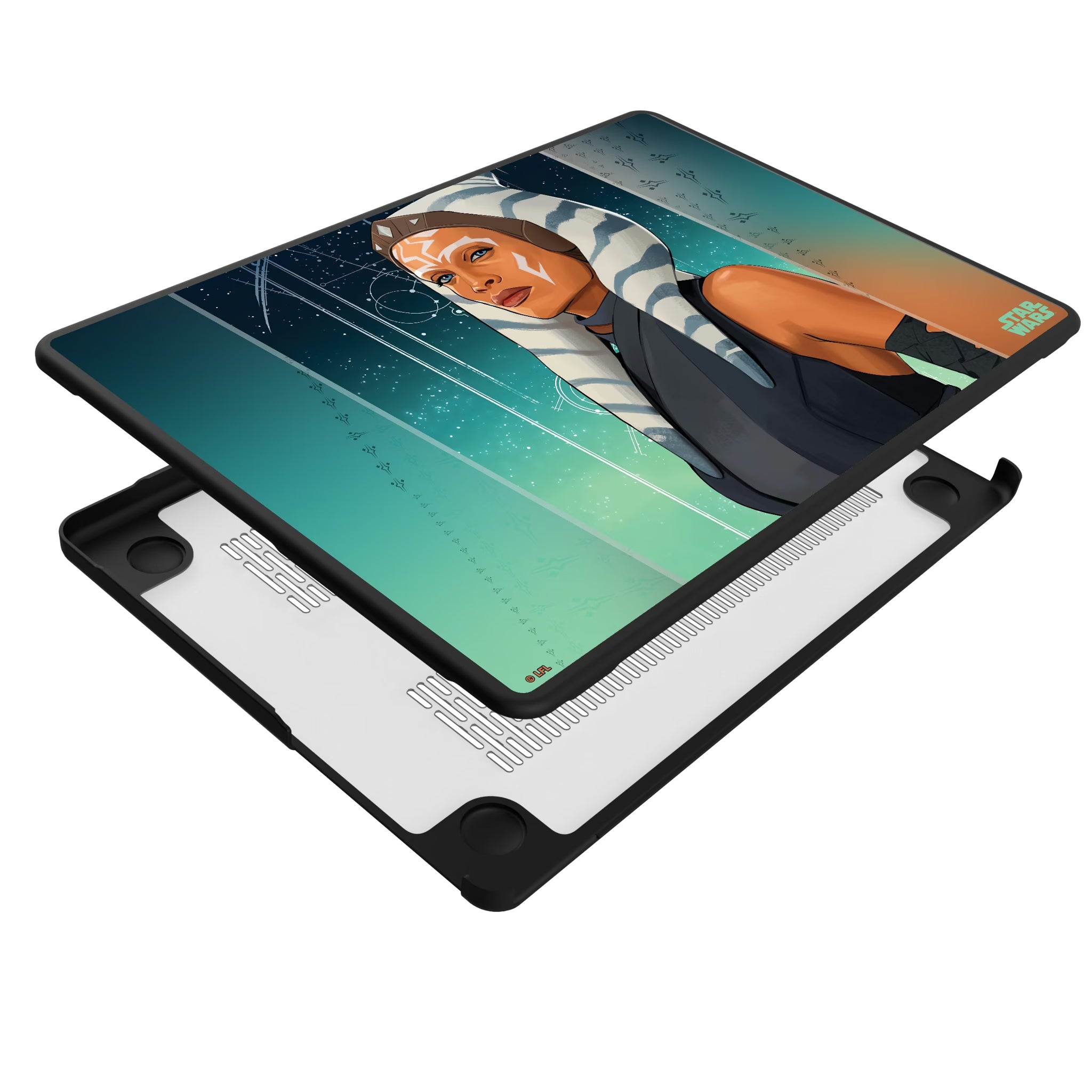Star Wars Ahsoka Portrait MacBook Laptop Case for Apple MacBook - Isometric View#Device_MacBook Pro (14-inch, 2021) / MacBook Pro (14-inch, 2023) / MacBook Pro (14-inch, 2024)