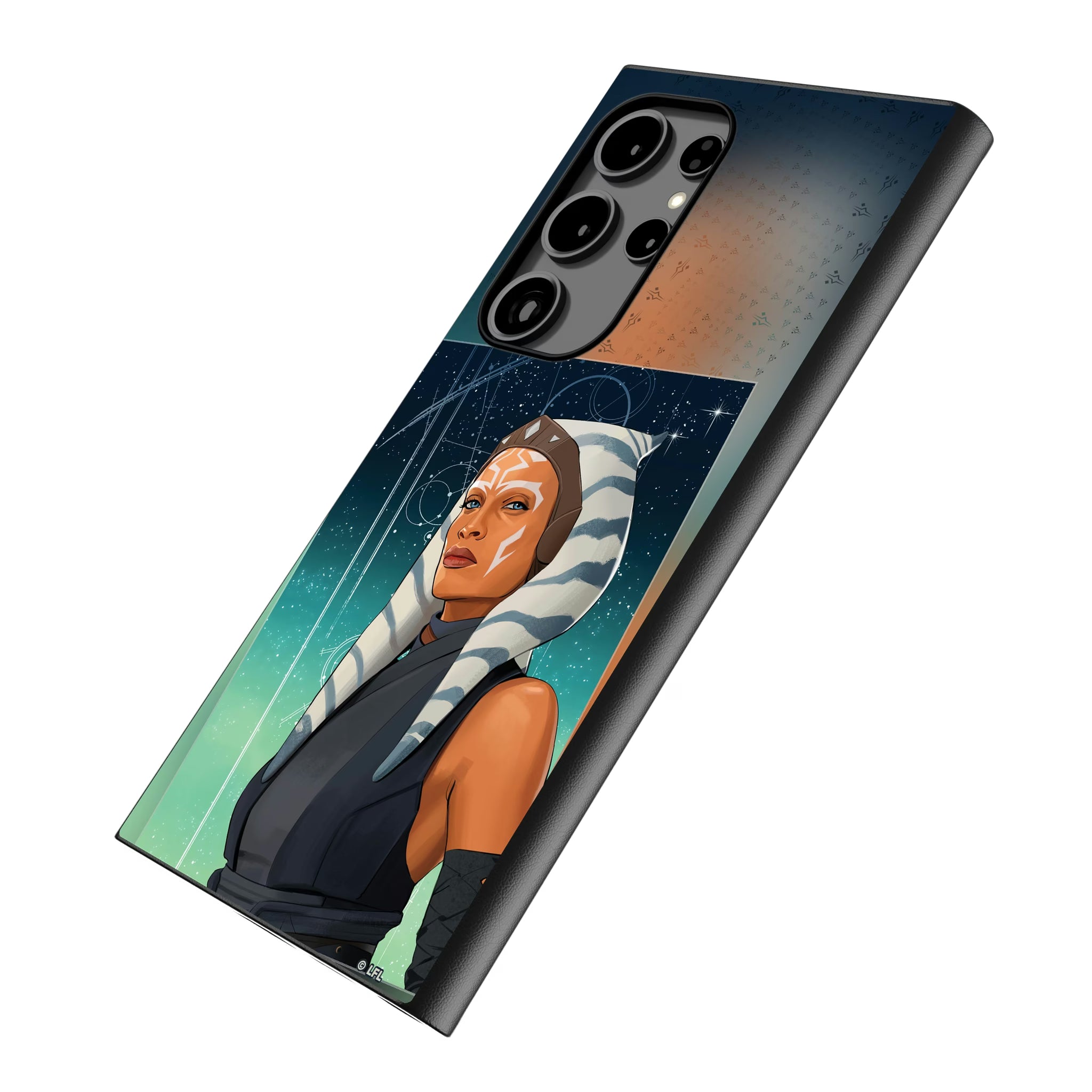 Star Wars Ahsoka Portrait Galaxy MagSafe Compatible Phone Case for Samsung Galaxy - Isometric View