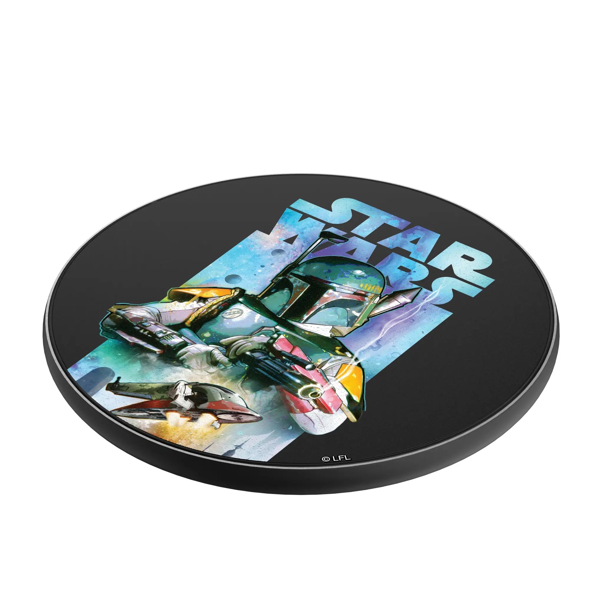 Star Wars Boba Fett Portrait Collage 15-Watt Wireless Charger - Isometric View