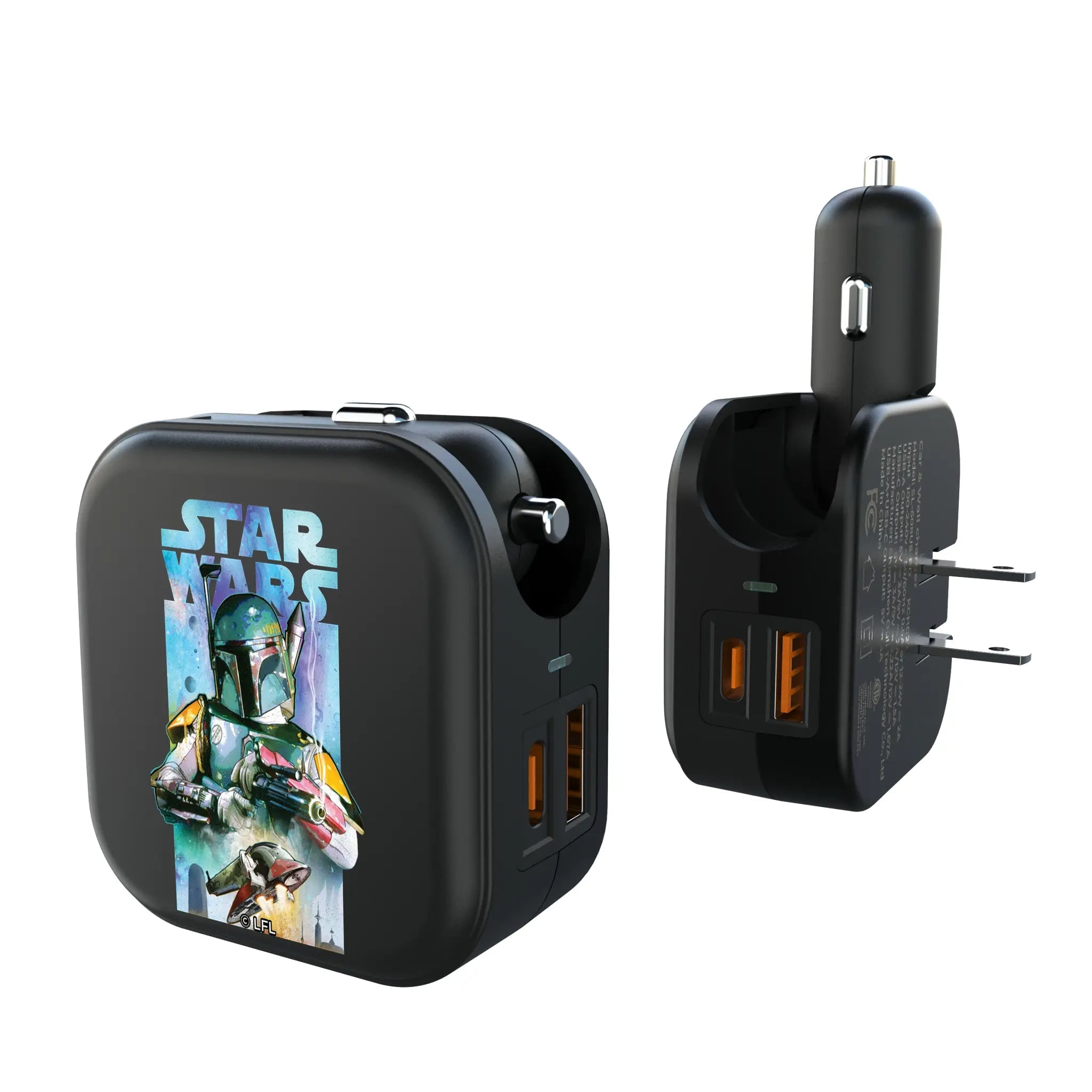 Star Wars Boba Fett Portrait Collage 2 in 1 USB A/C Charger