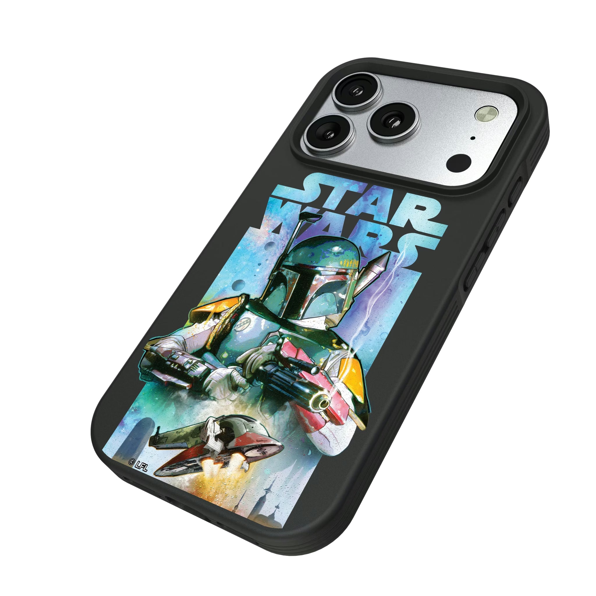 Star Wars Boba Fett Portrait Collage iPhone Bump Phone Case for Apple iPhone - Isometric View#Device_iPhone 17 Pro
