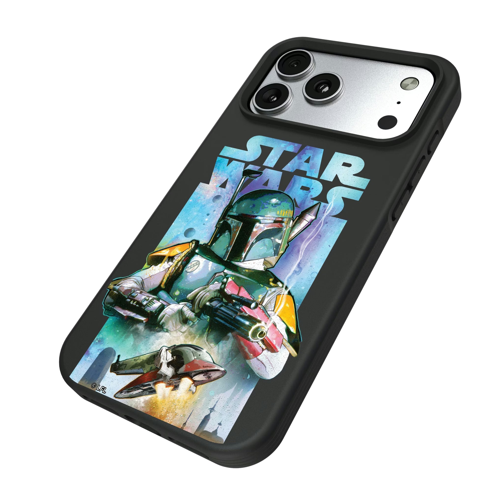 Star Wars Boba Fett Portrait Collage iPhone Bump Phone Case for Apple iPhone - Isometric View#Device_iPhone 17 Pro Max