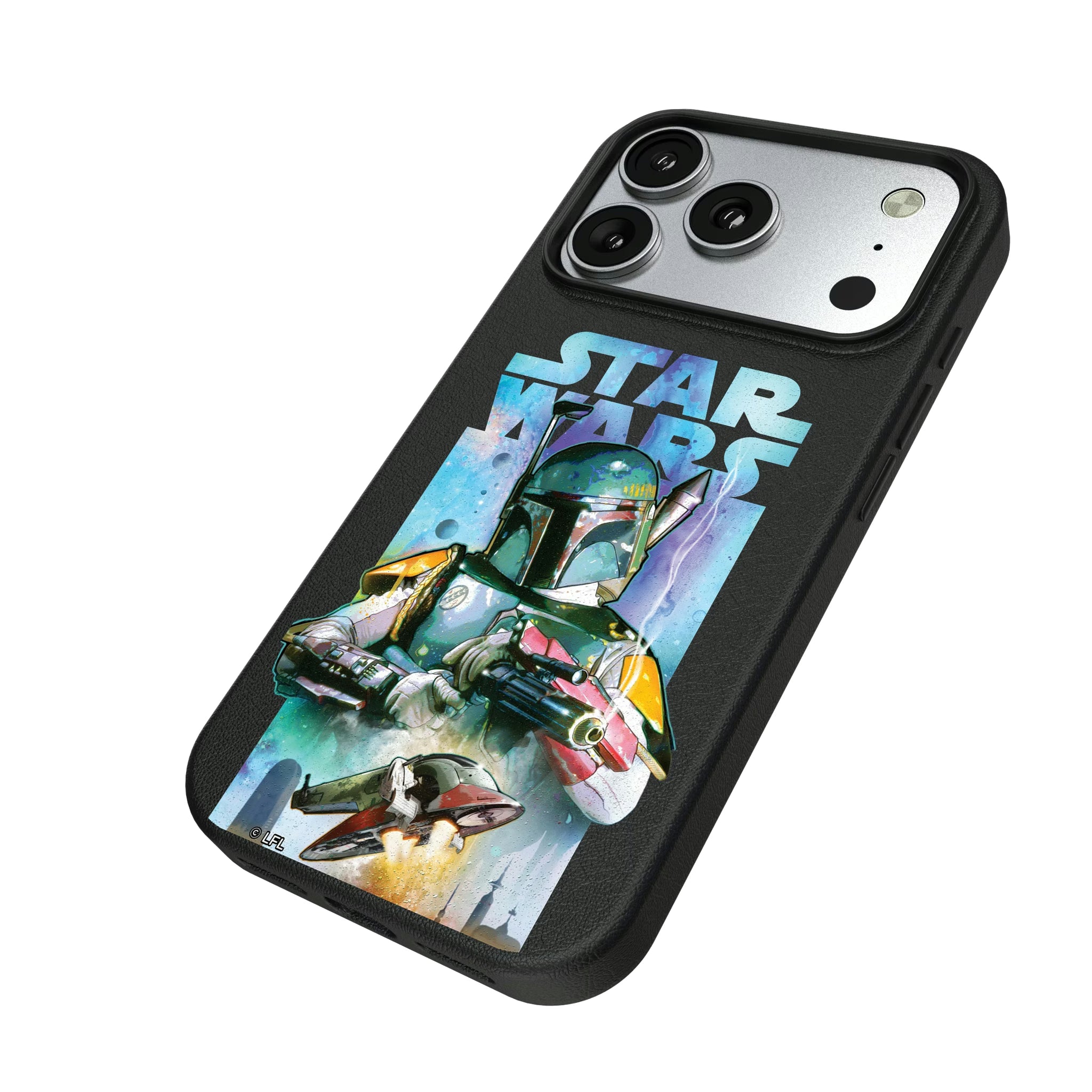 Star Wars Boba Fett Portrait Collage iPhone MagSafe Compatible Phone Case for Apple iPhone - Isometric View#Device_iPhone 17 Pro