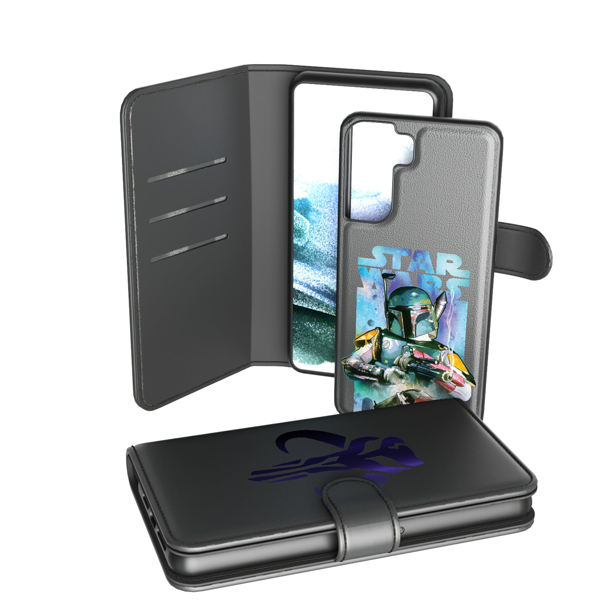 Star Wars Boba Fett Portrait Collage Galaxy Wallet Phone Case for Samsung Galaxy