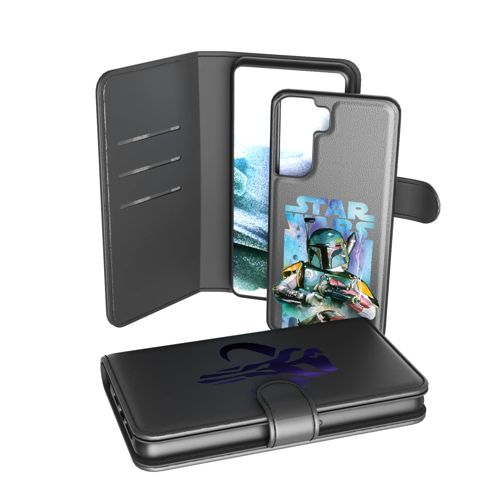 Star Wars Boba Fett Portrait Collage Galaxy Wallet Phone Case for Samsung Galaxy