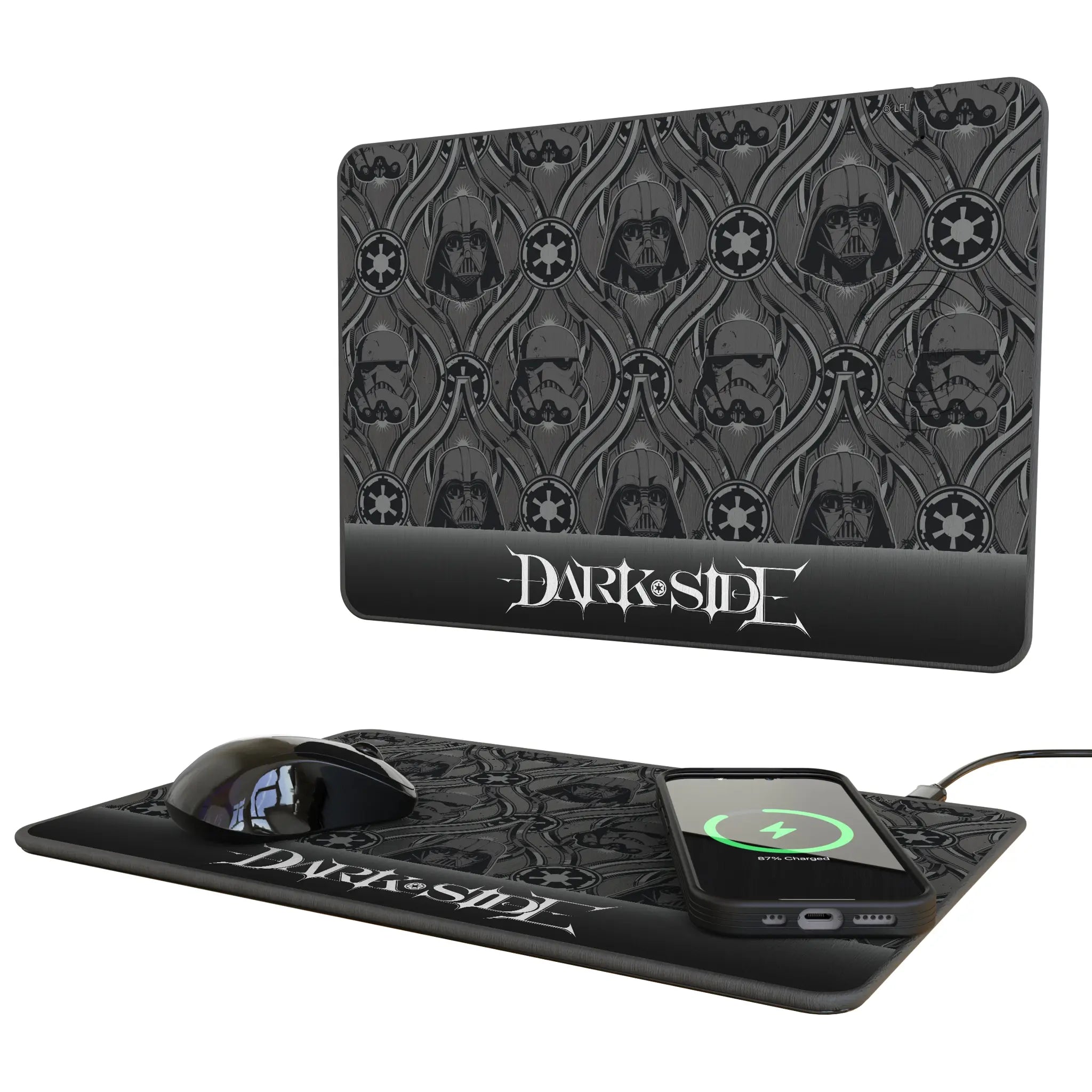 Star Wars Dark Side Pattern 15-Watt Wireless Charger and Mouse Pad
