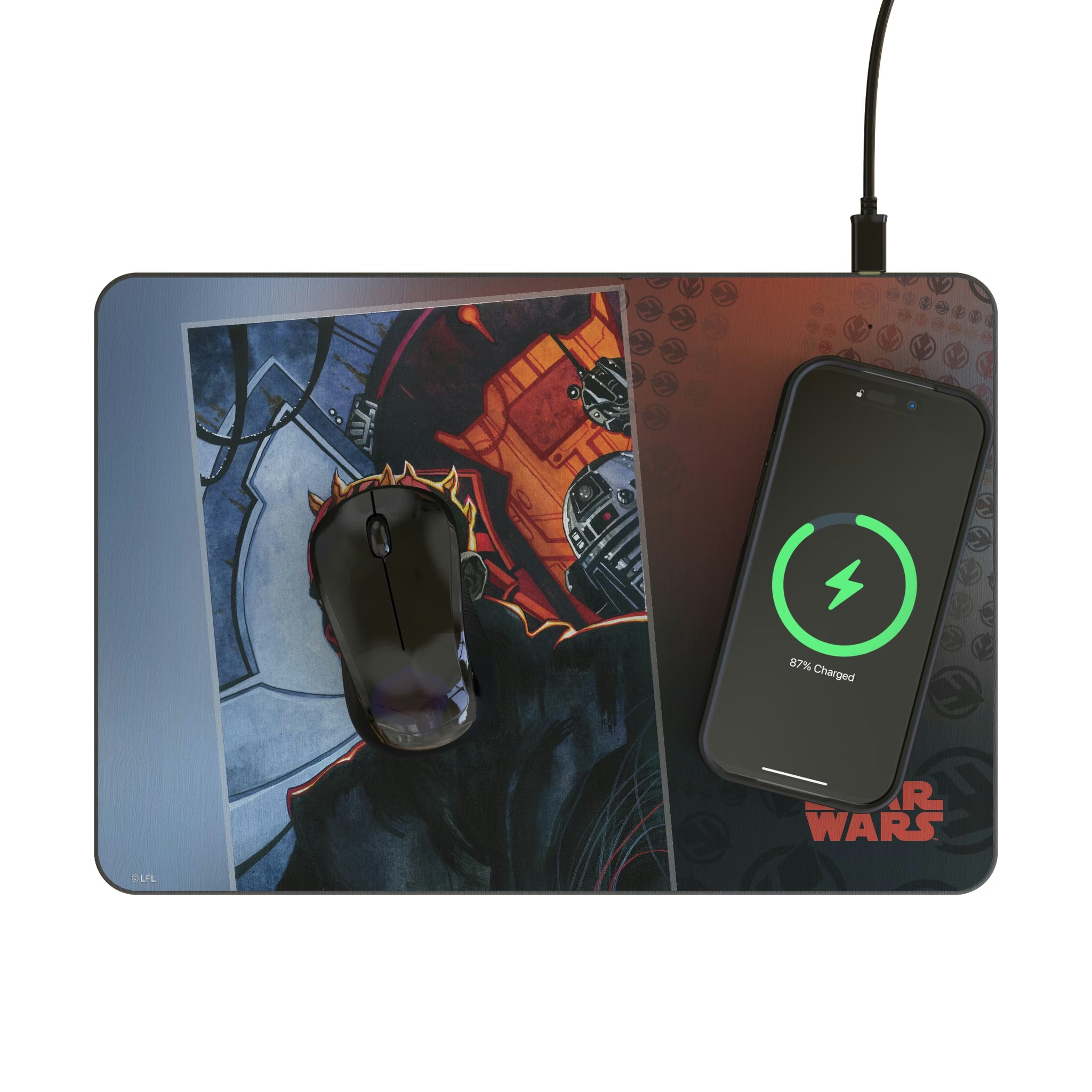 Star Wars Darth Maul Portrait 15-Watt Wireless Charger and Mouse Pad - Lifestyle