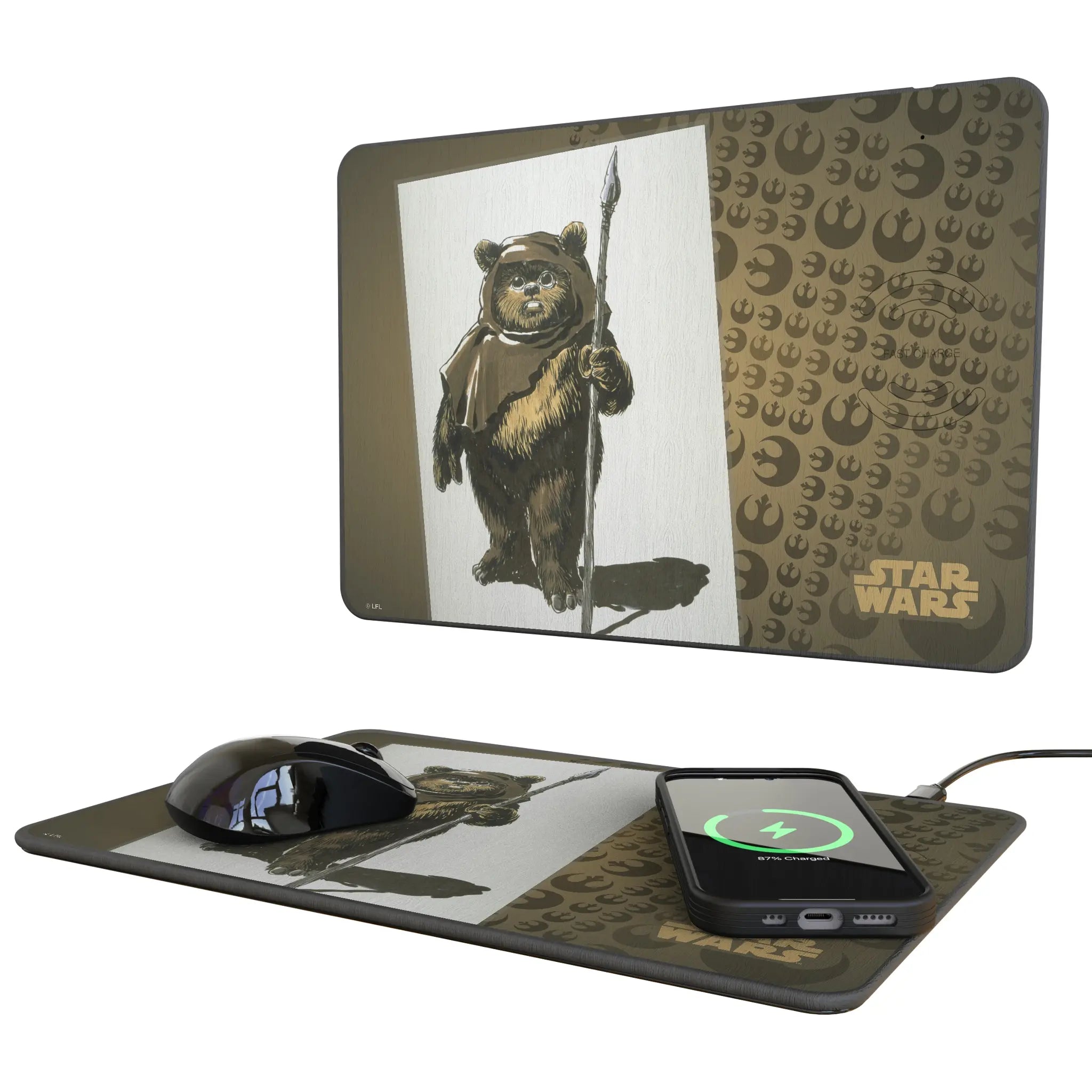Star Wars Ewok Portrait 15-Watt Wireless Charger and Mouse Pad