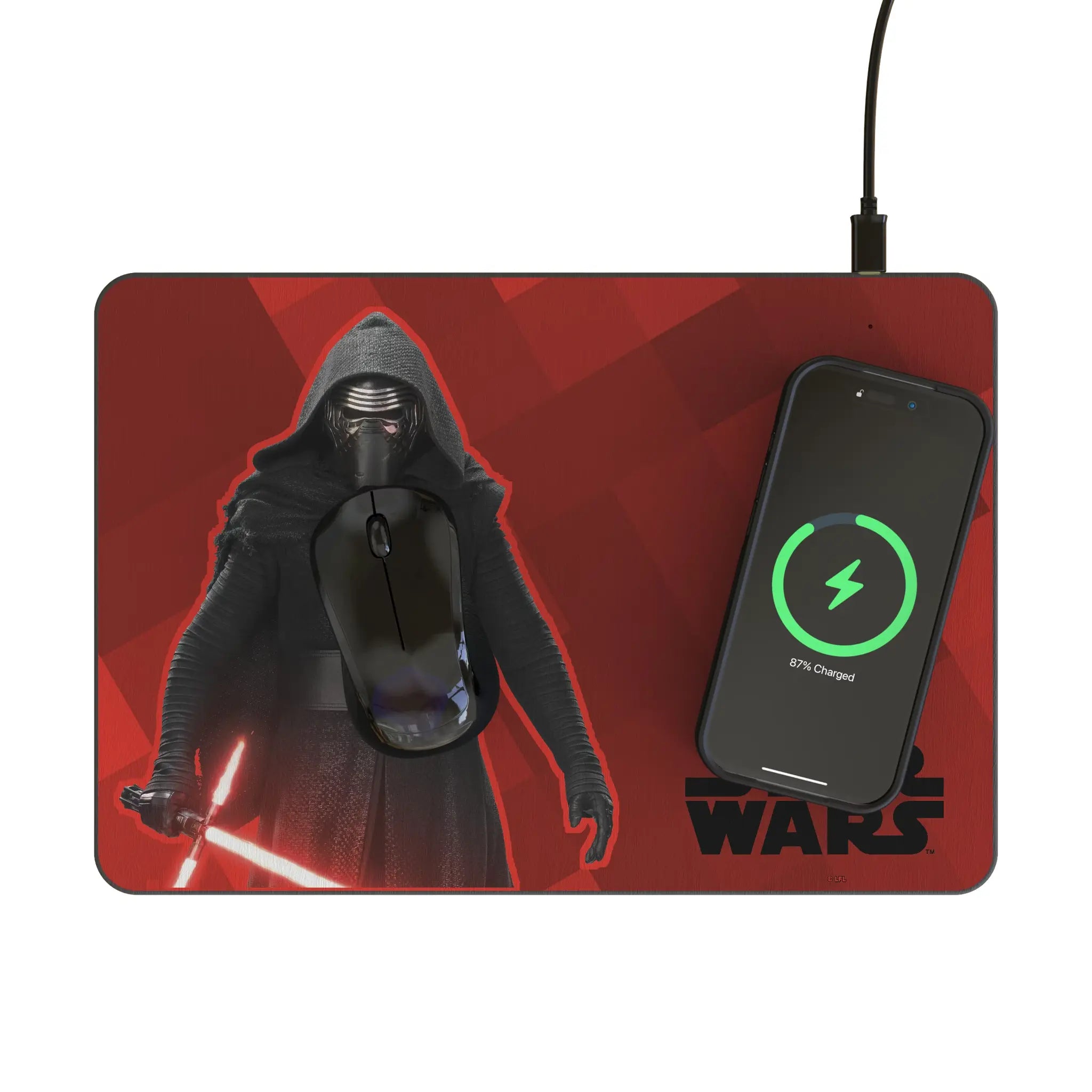 Star Wars Kylo Ren Color Block 15-Watt Wireless Charger and Mouse Pad - Lifestyle