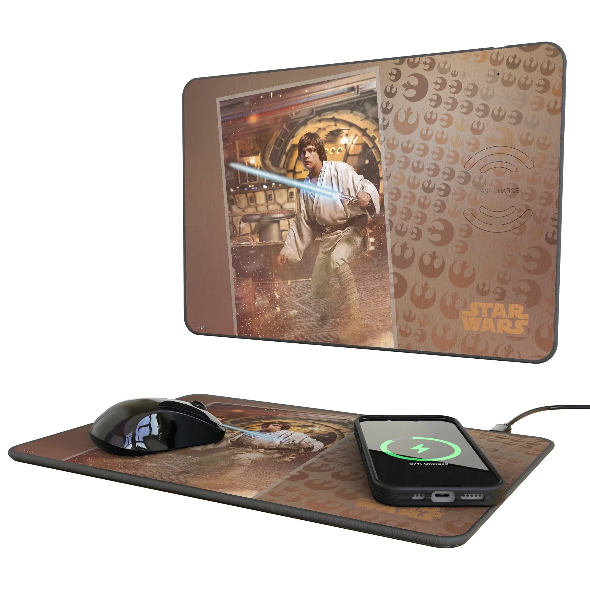 Star Wars Luke Skywalker Portrait 15-Watt Wireless Charger and Mouse Pad
