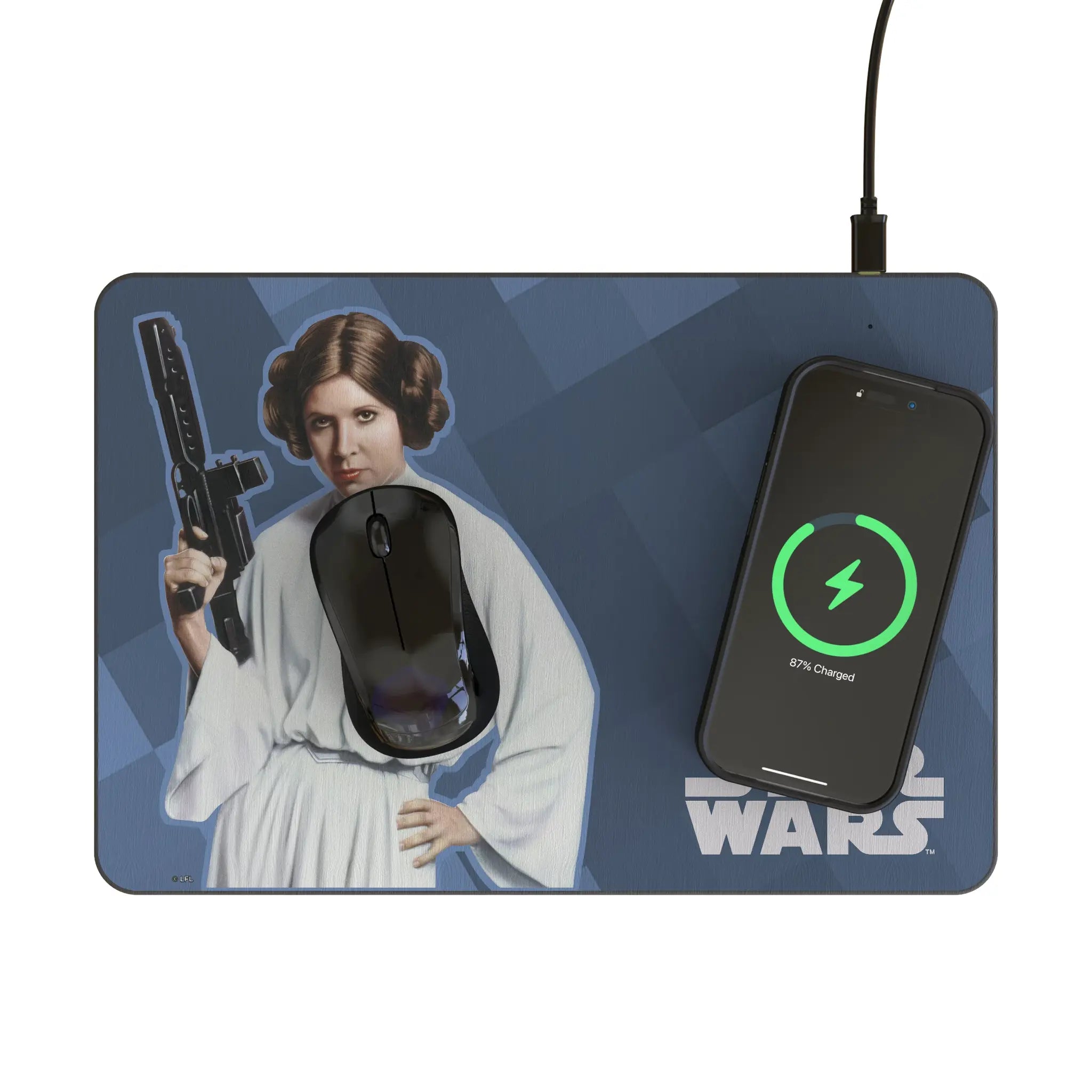Star Wars Princess Leia Organa Color Block 15-Watt Wireless Charger and Mouse Pad - Lifestyle
