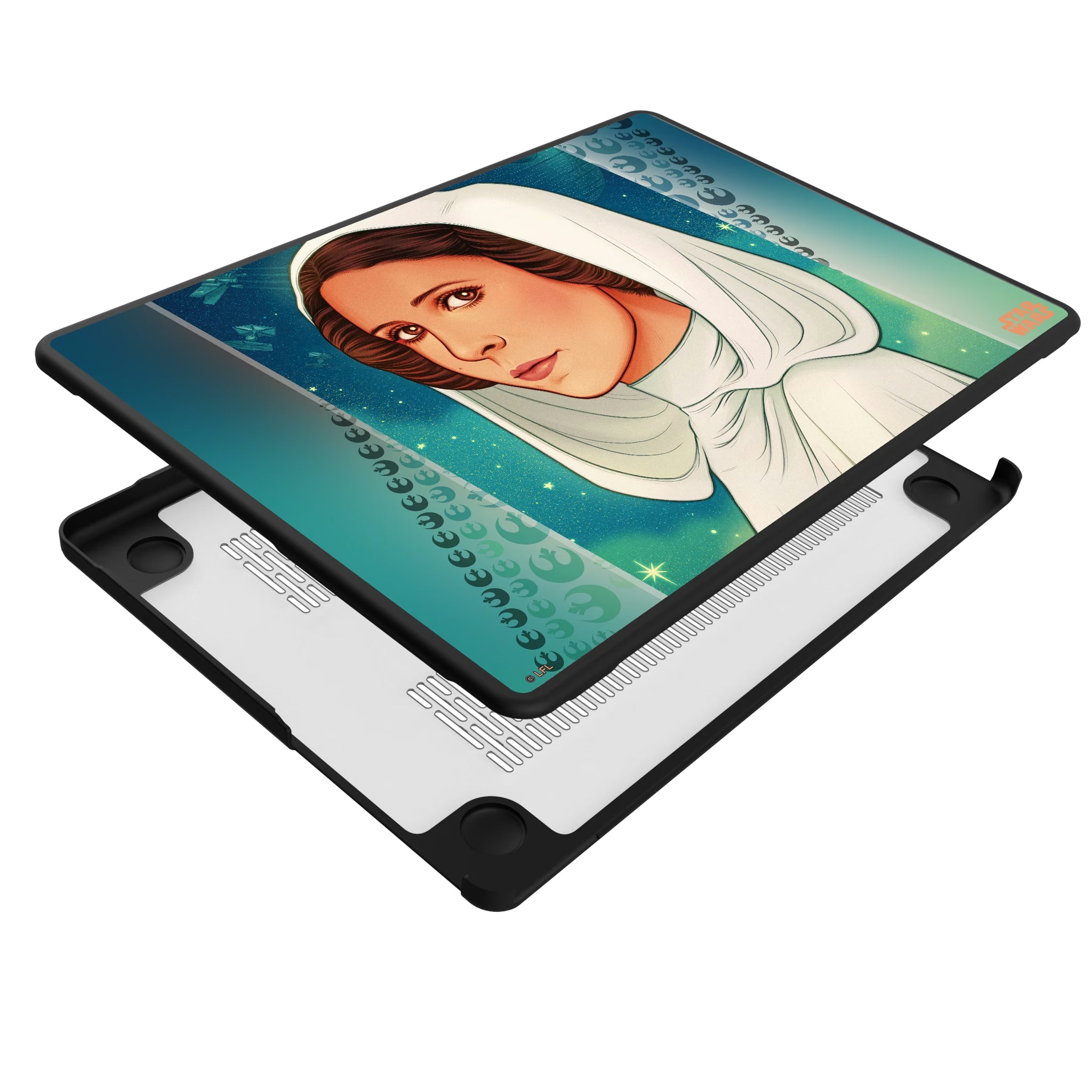 Star Wars Princess Leia Organa Portrait MacBook Laptop Case for Apple MacBook - Isometric View#Device_MacBook Pro (14-inch, 2021) / MacBook Pro (14-inch, 2023) / MacBook Pro (14-inch, 2024)