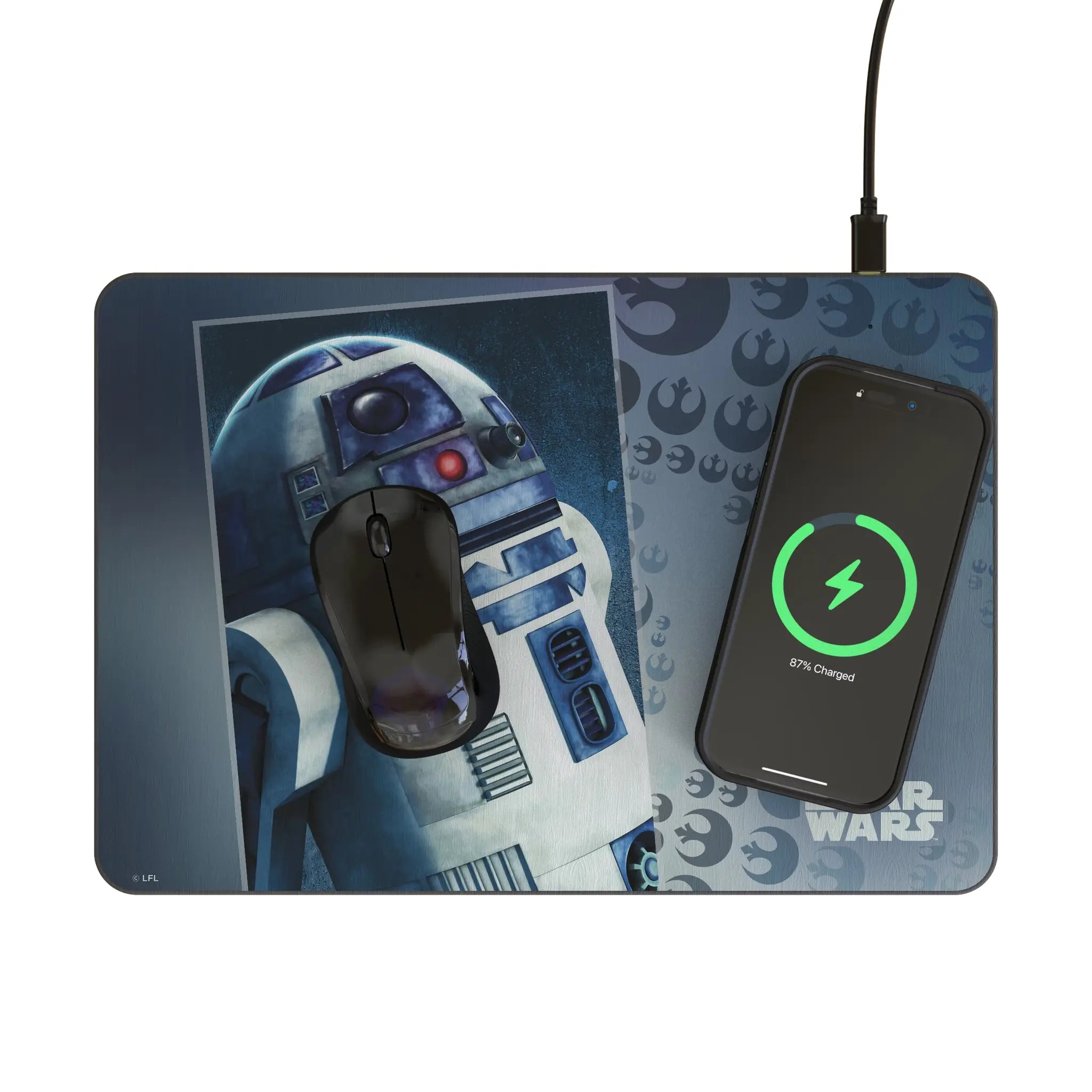 Star Wars R2-D2 Portrait 15-Watt Wireless Charger and Mouse Pad - Lifestyle