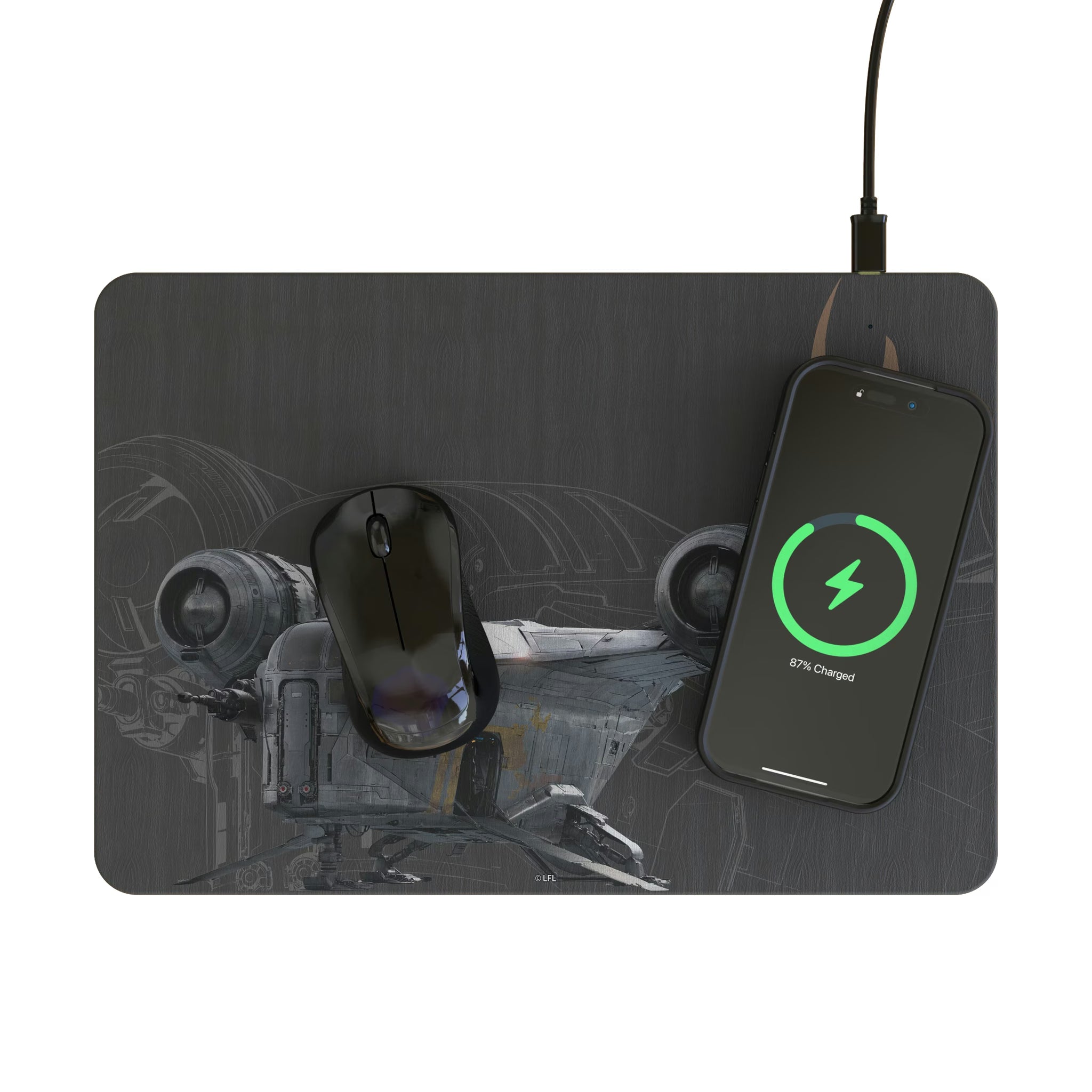 Star Wars Razor Crest FactionTech 15-Watt Wireless Charger and Mouse Pad - Lifestyle