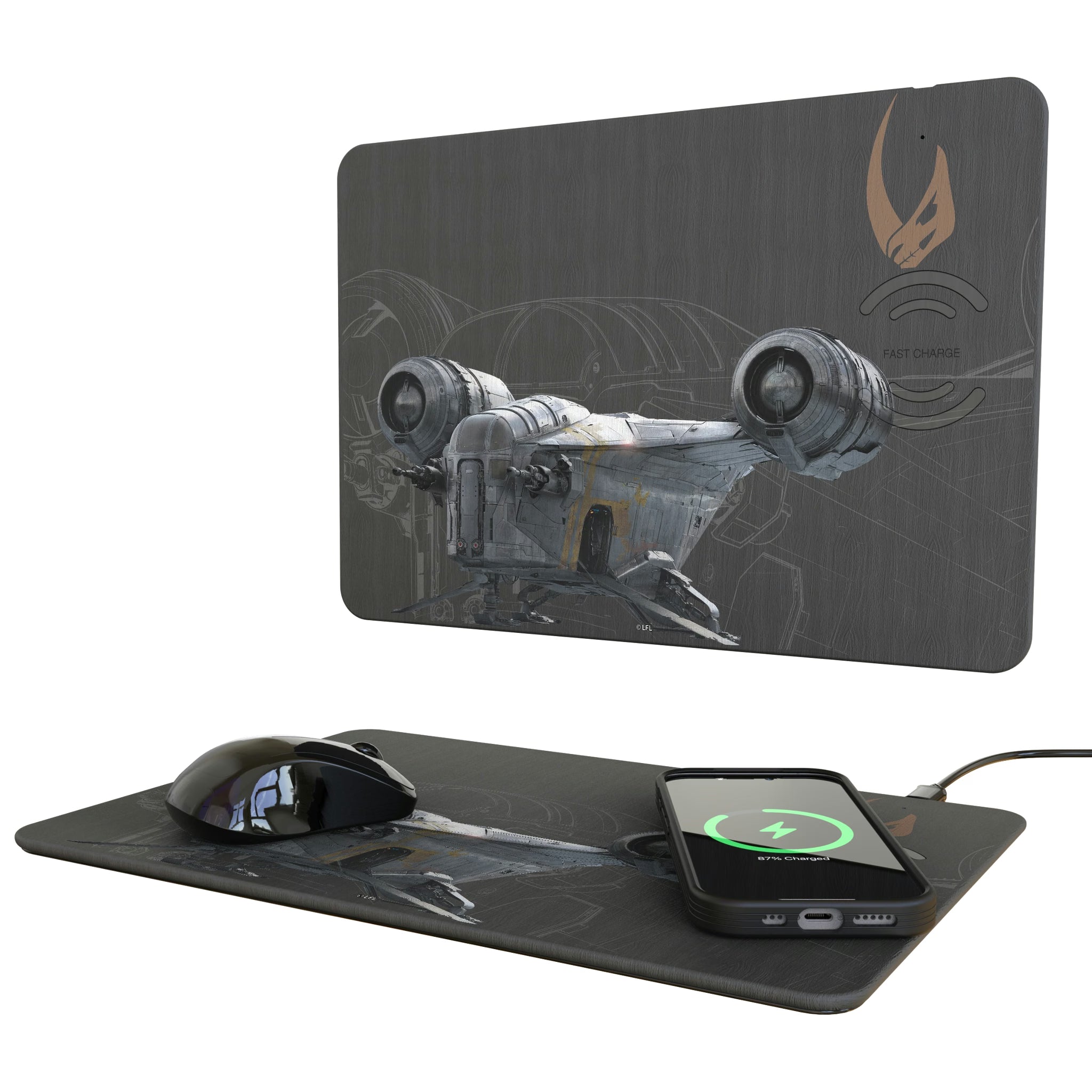 Star Wars Razor Crest FactionTech 15-Watt Wireless Charger and Mouse Pad