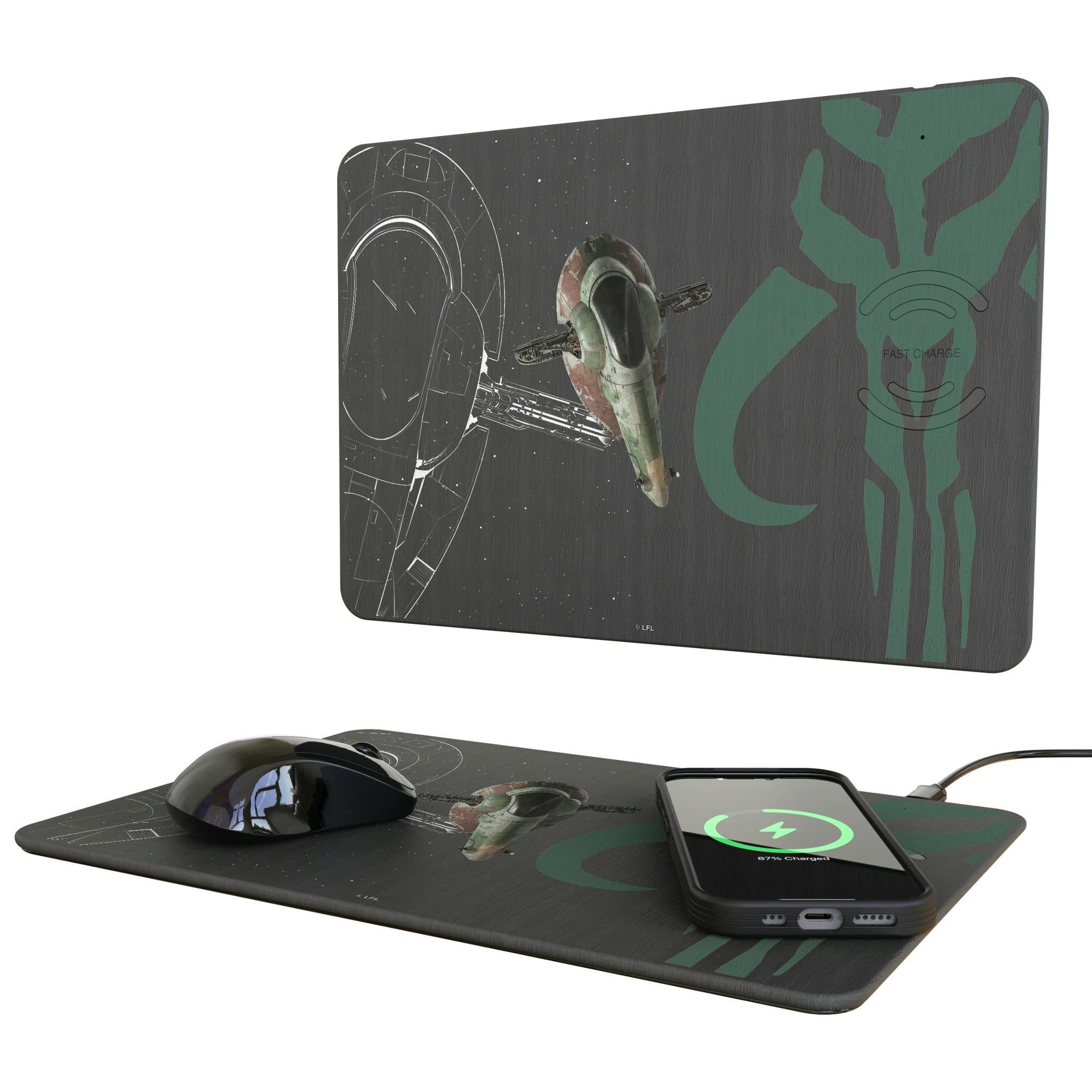 Star Wars Slave I FactionTech 15-Watt Wireless Charger and Mouse Pad