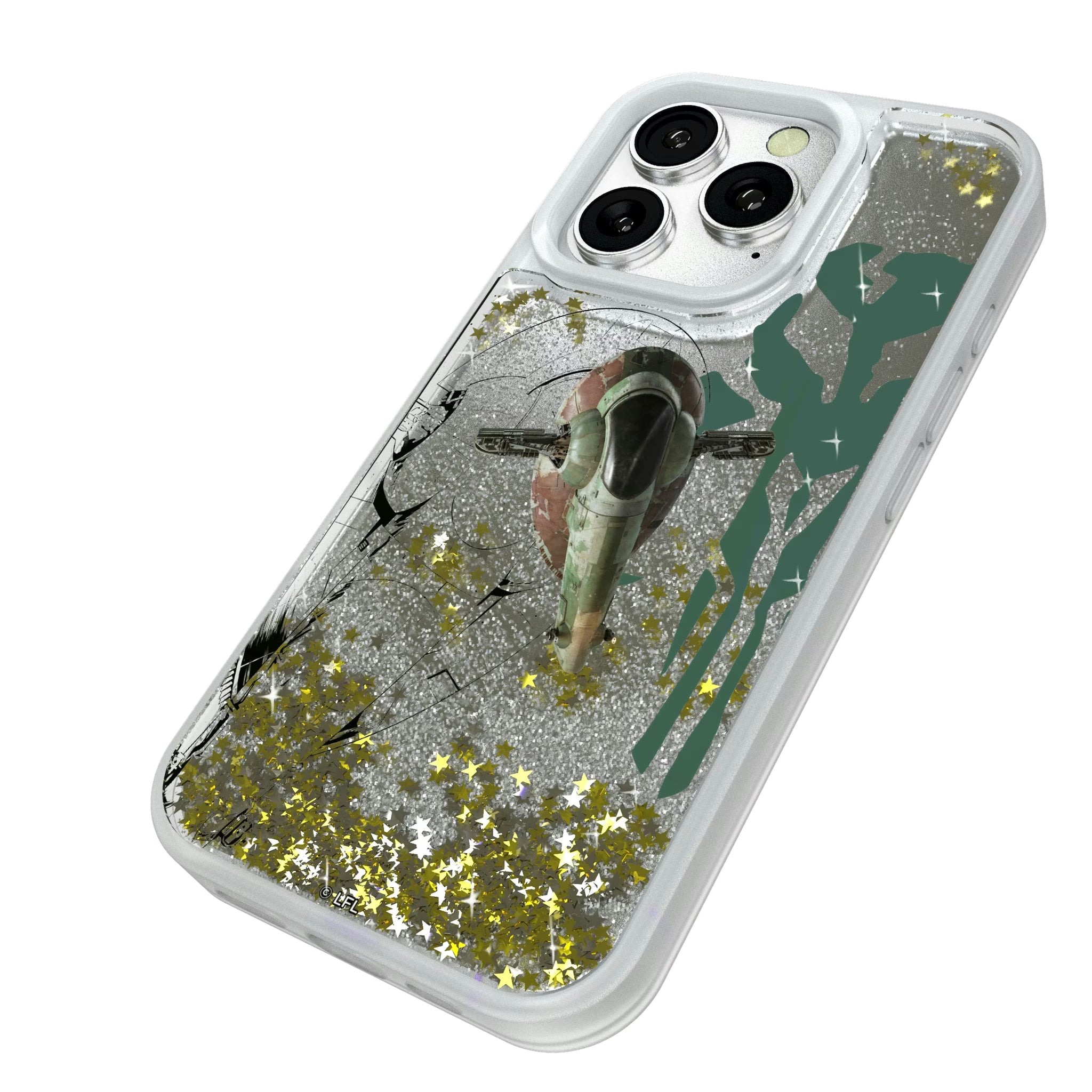 Star Wars Slave I FactionTech iPhone Glitter Phone Case for Apple iPhone - Isometric View#Device_iPhone 16 Pro