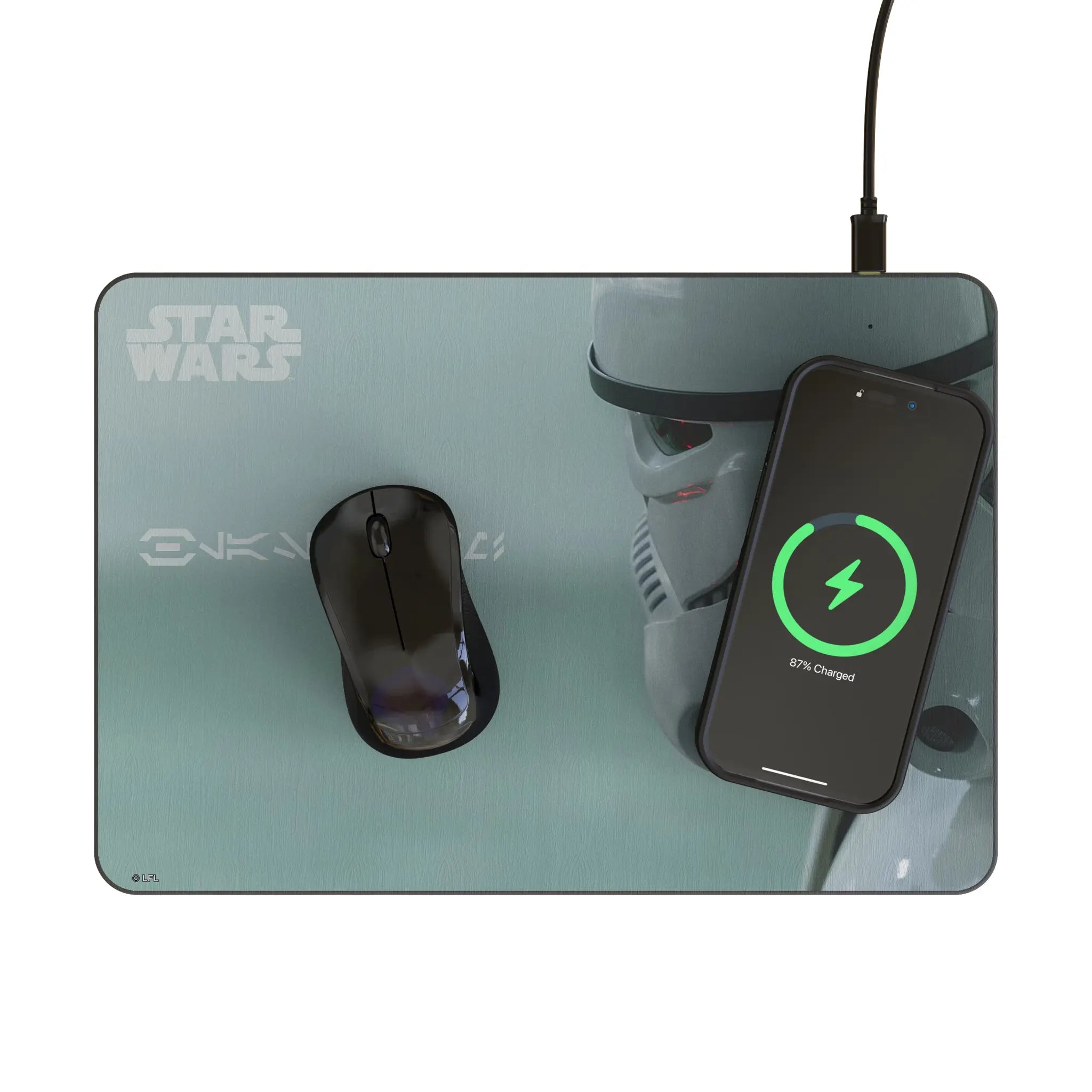 Star Wars Stormtrooper Cinematic Moments: Discovery 15-Watt Wireless Charger and Mouse Pad - Lifestyle