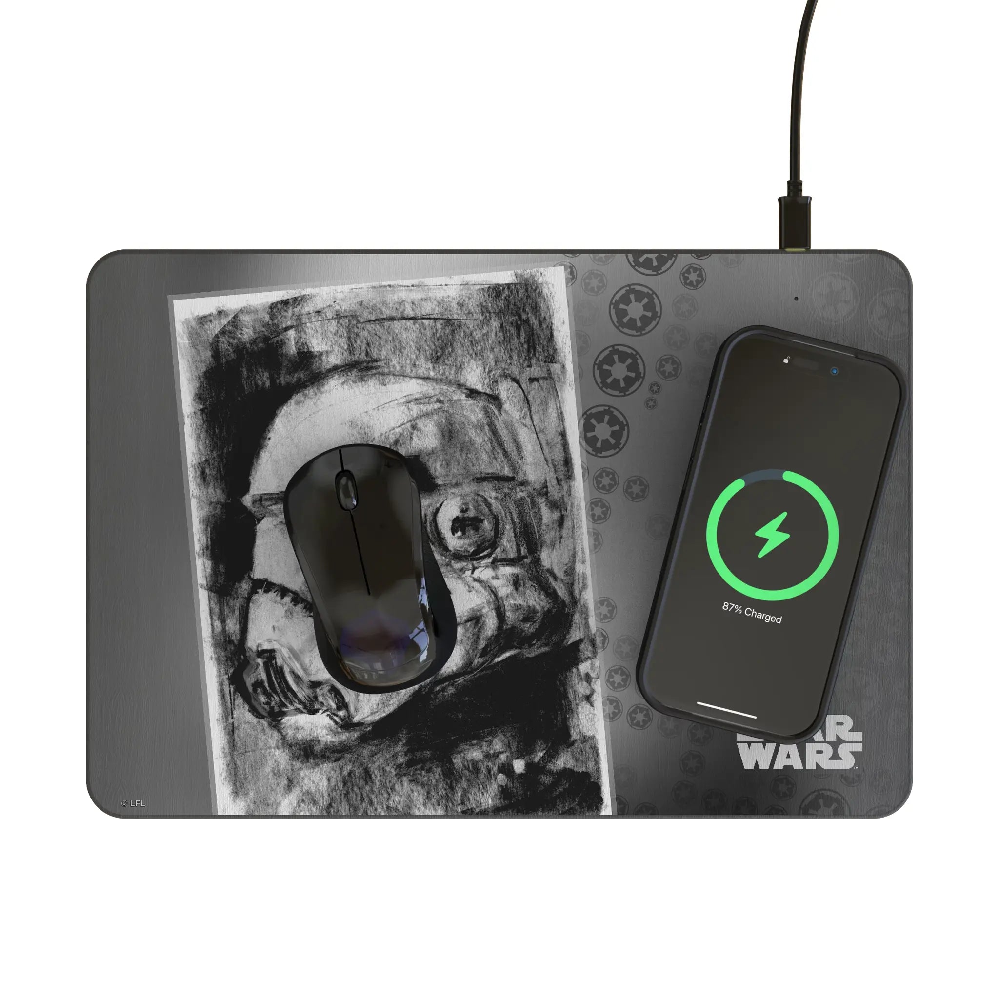 Star Wars Stormtrooper Portrait 15-Watt Wireless Charger and Mouse Pad - Lifestyle
