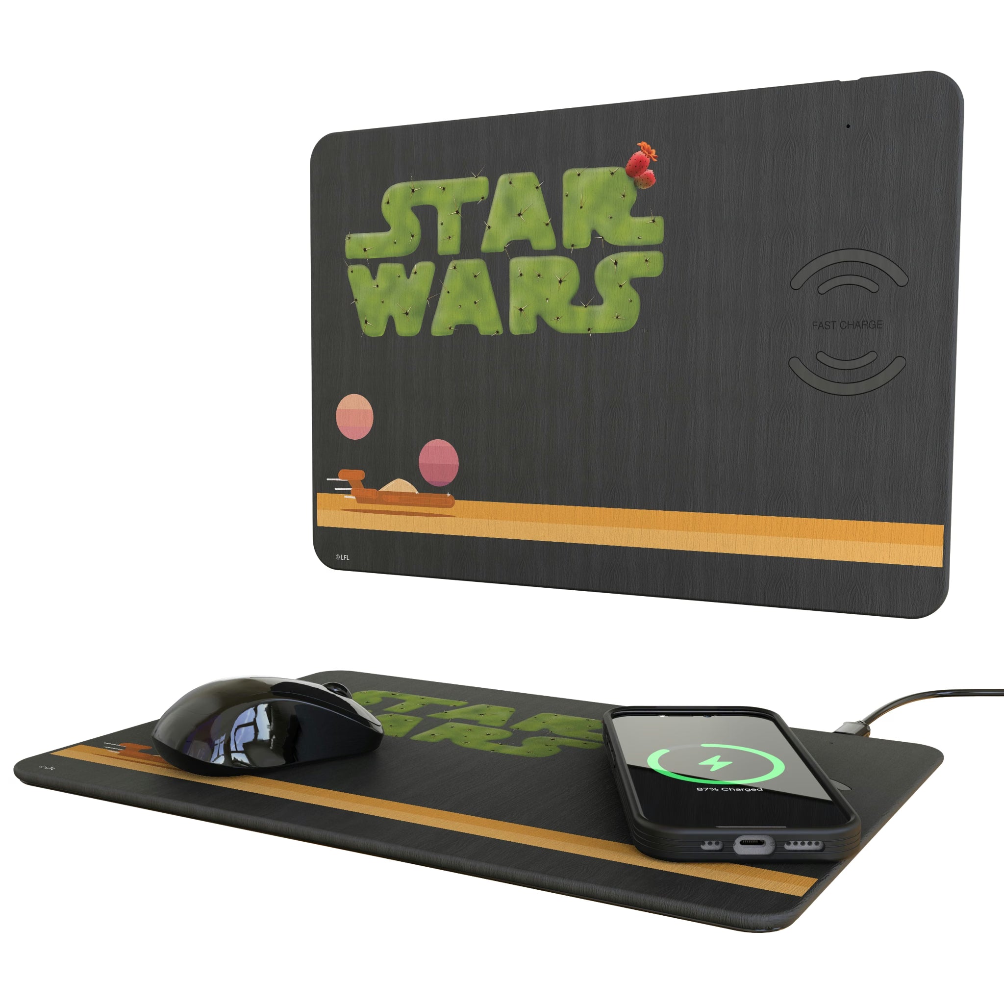 Star Wars Tatooine Locality Fade 15-Watt Wireless Charger and Mouse Pad