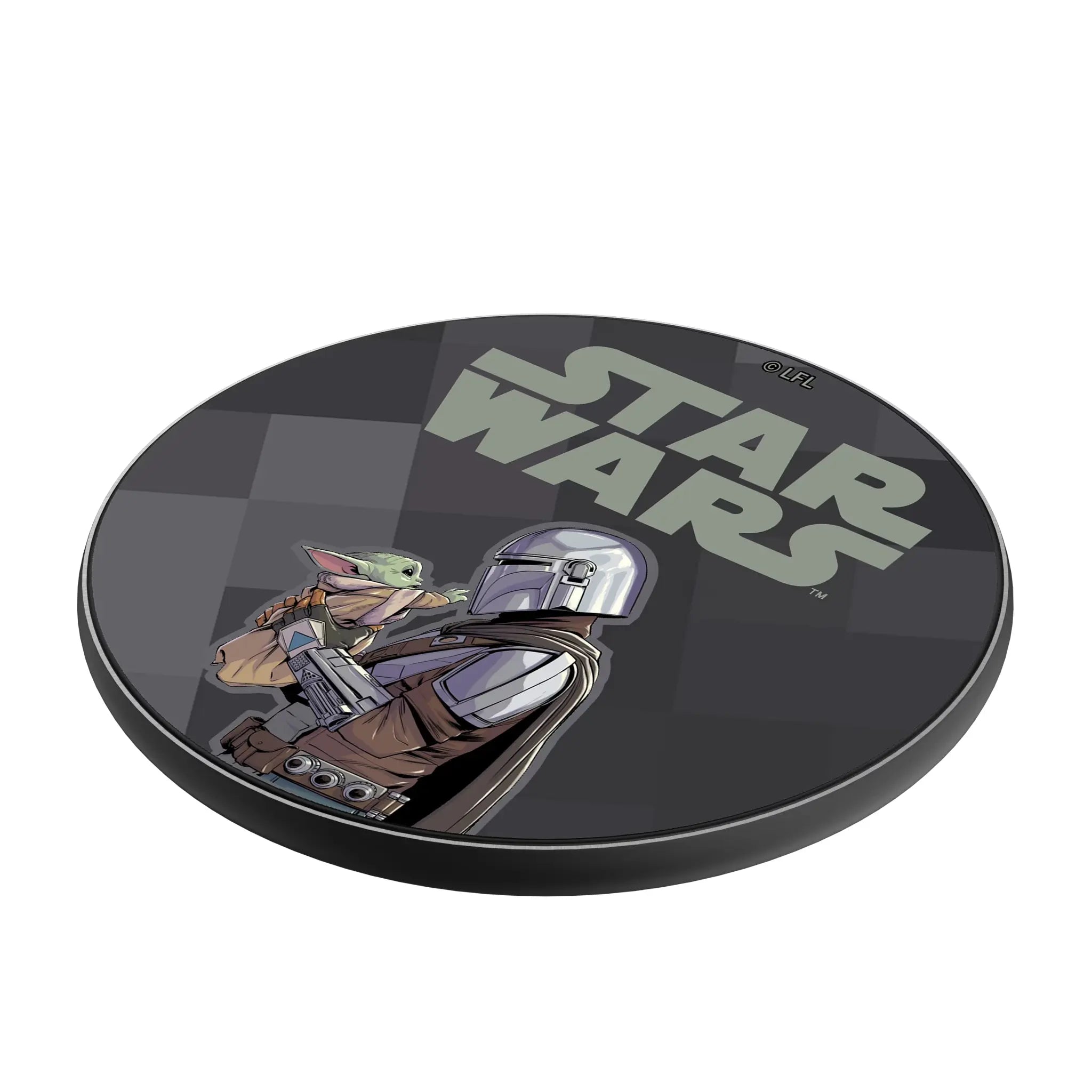 Star Wars: The Mandalorian Grogu and Din Djarin Color Block 15-Watt Wireless Charger - Isometric View