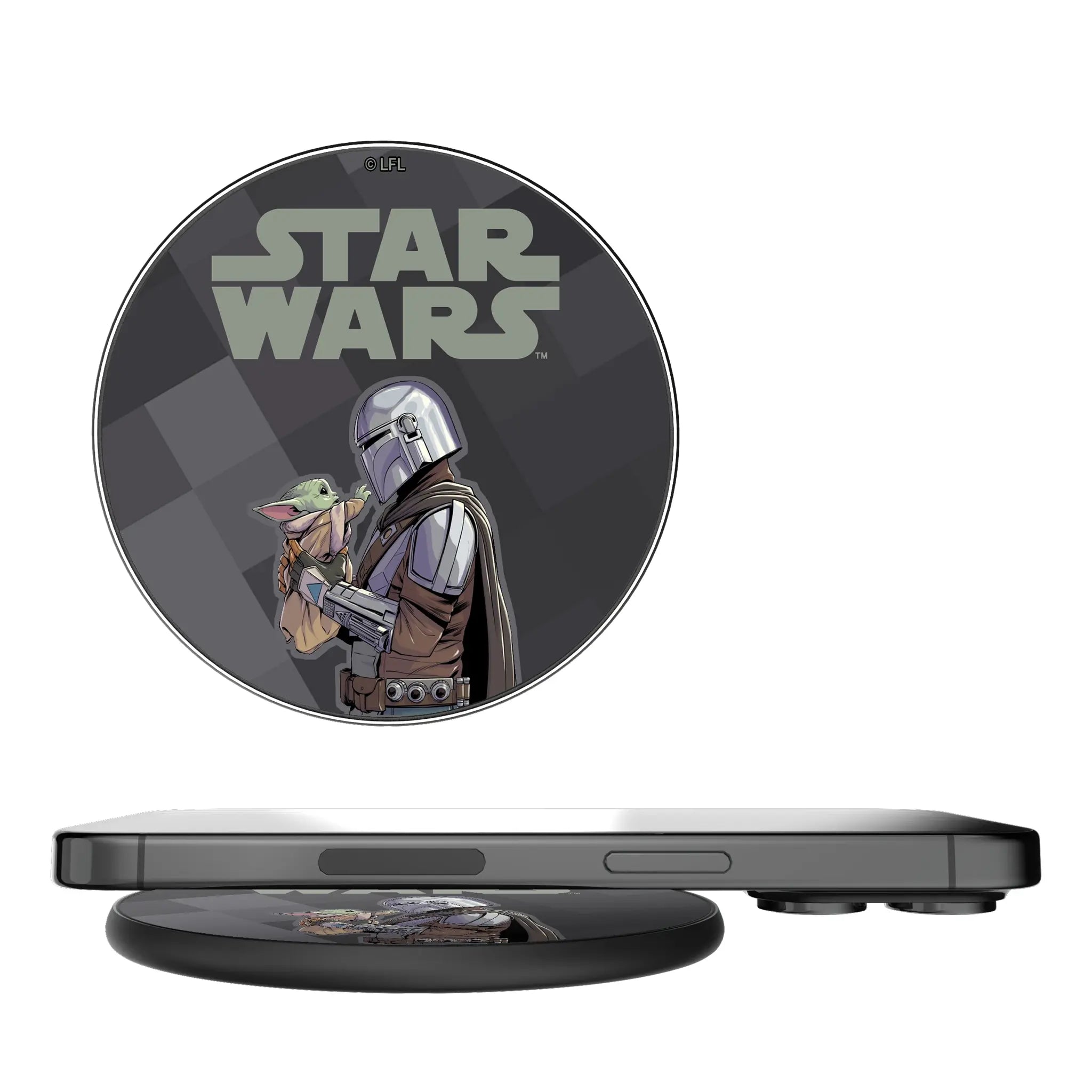 Star Wars: The Mandalorian Grogu and Din Djarin Color Block 15-Watt Wireless Charger