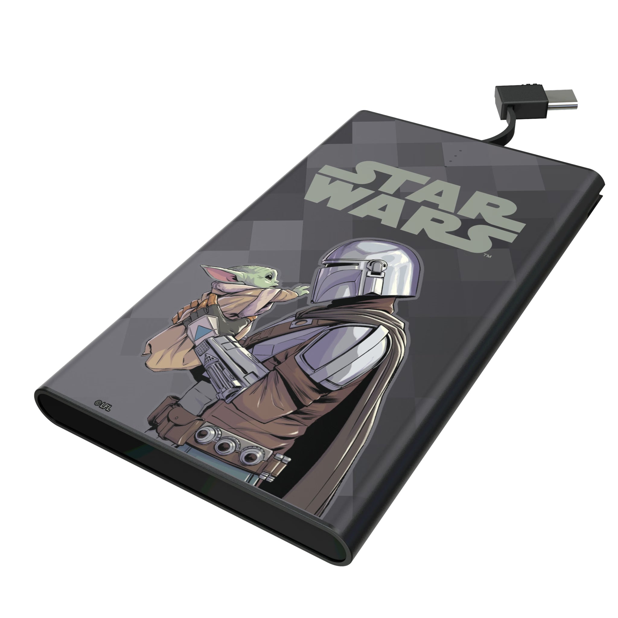 Star Wars: The Mandalorian Grogu and Din Djarin Color Block 5000mAh Flat Powerbank