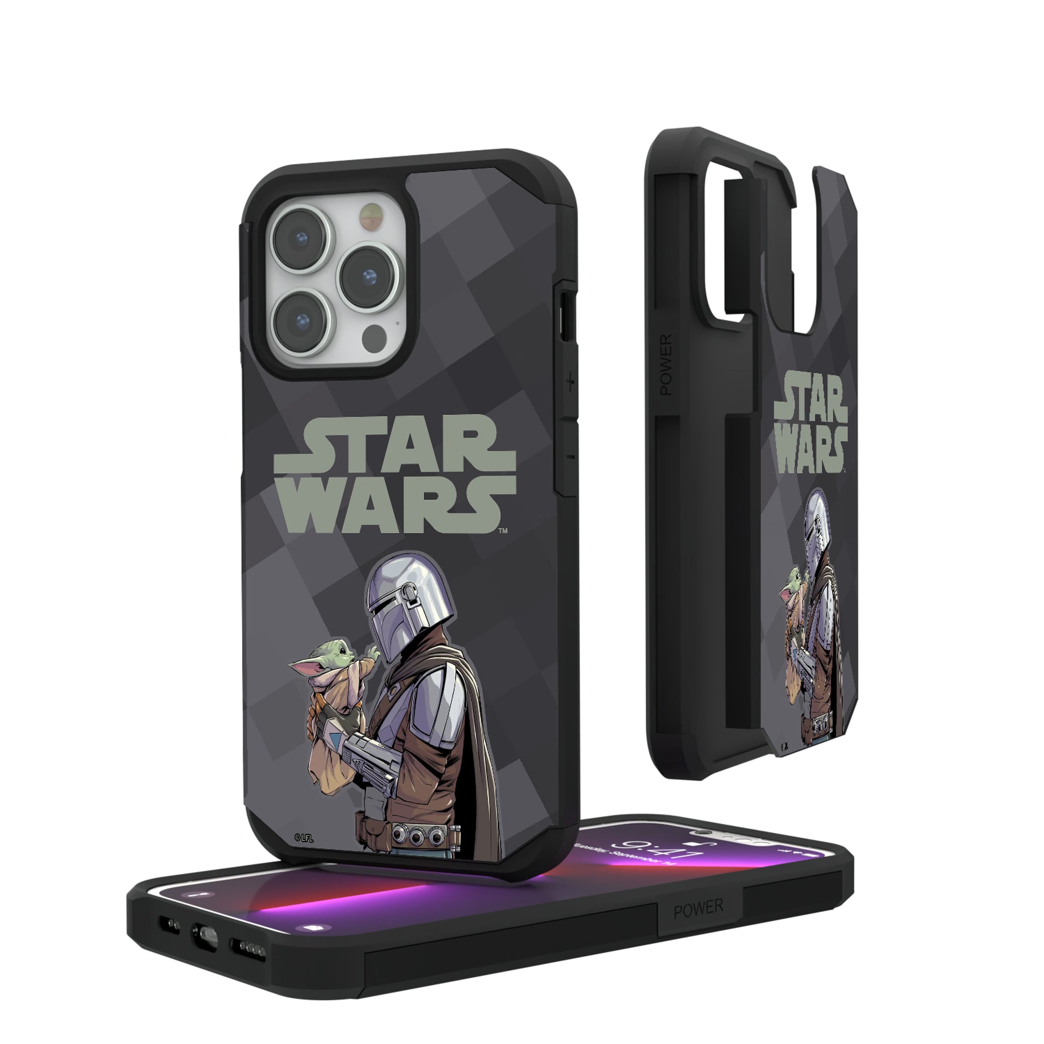 Star Wars: The Mandalorian Grogu and Din Djarin Color Block iPhone Rugged Phone Case for Apple iPhone#Device_iPhone 13 Pro