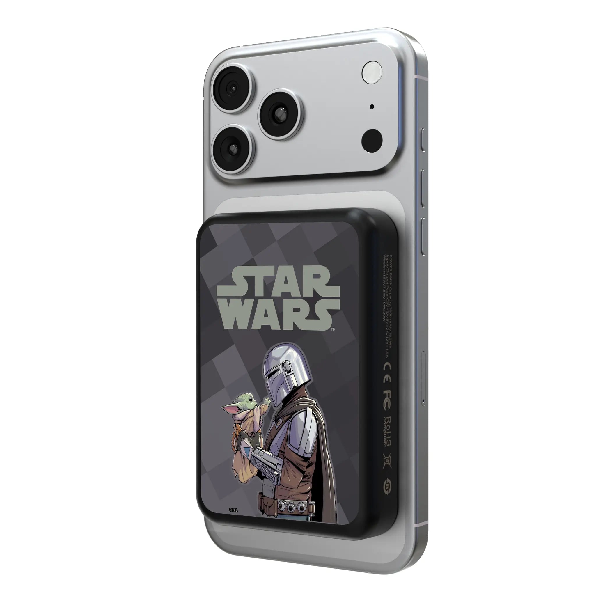 Star Wars: The Mandalorian Grogu and Din Djarin Color Block Wireless Mag Power Bank