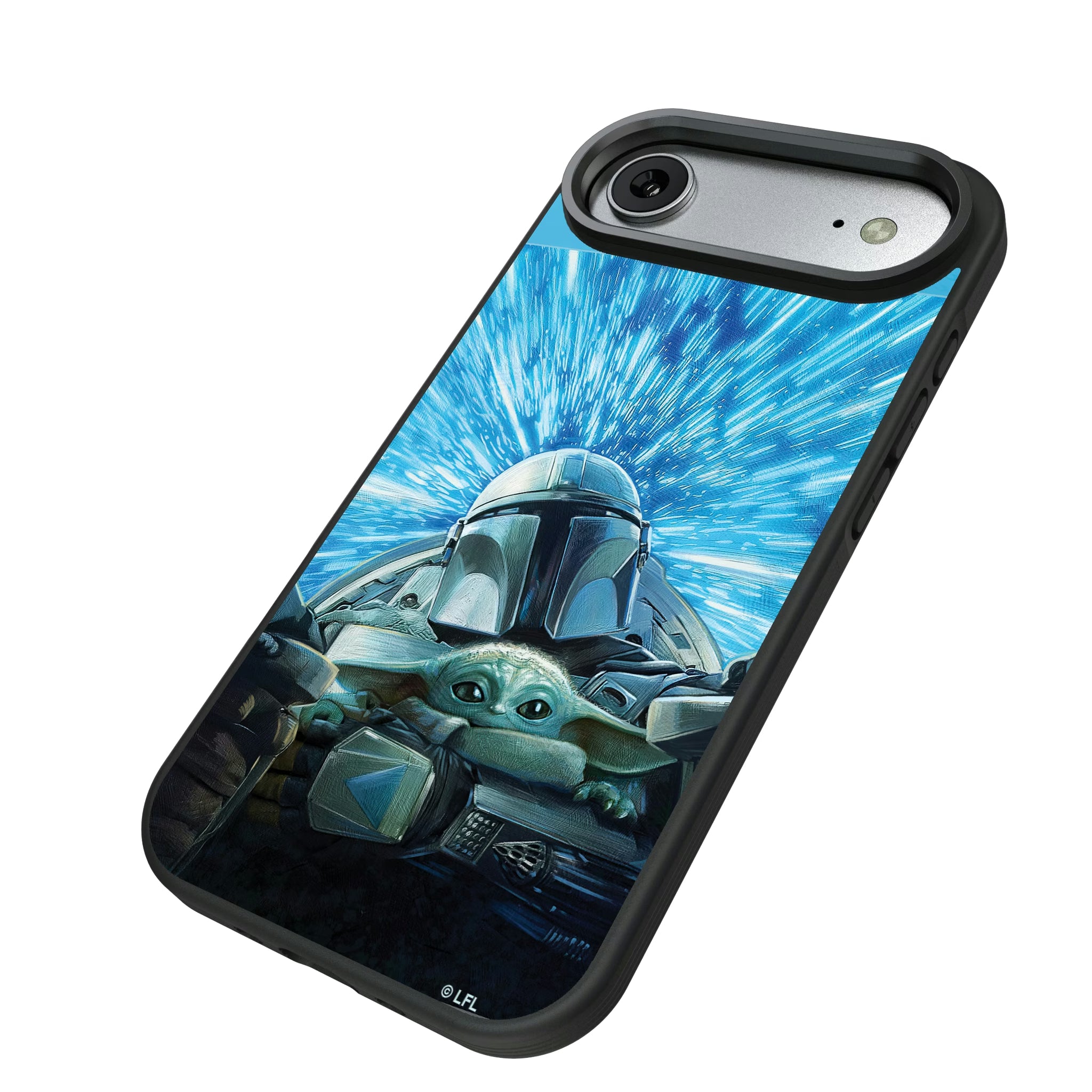 Star Wars: The Mandalorian Grogu and Din Djarin Portrait iPhone Bump Phone Case for Apple iPhone - Isometric View#Device_iPhone Air