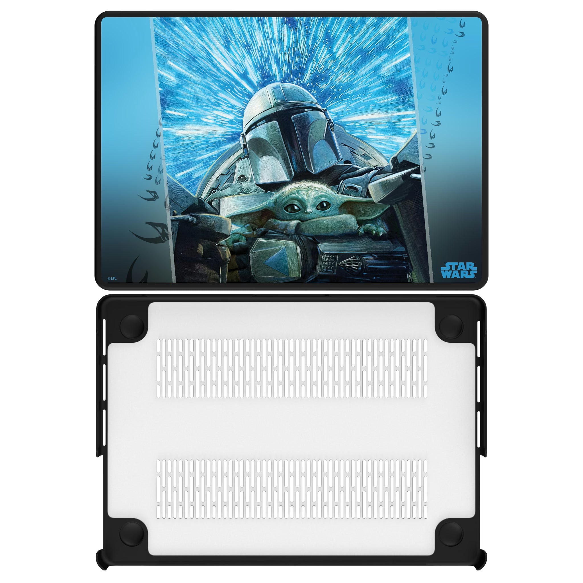 Star Wars: The Mandalorian Grogu and Din Djarin Portrait MacBook Laptop Case for Apple MacBook#Device_MacBook Pro (14-inch, 2021) / MacBook Pro (14-inch, 2023) / MacBook Pro (14-inch, 2024)