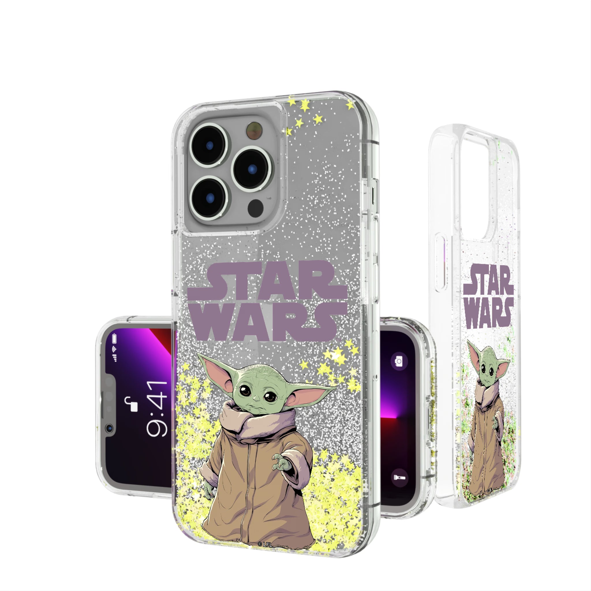 Star Wars: The Mandalorian Grogu Color Block iPhone Glitter Phone Case for Apple iPhone