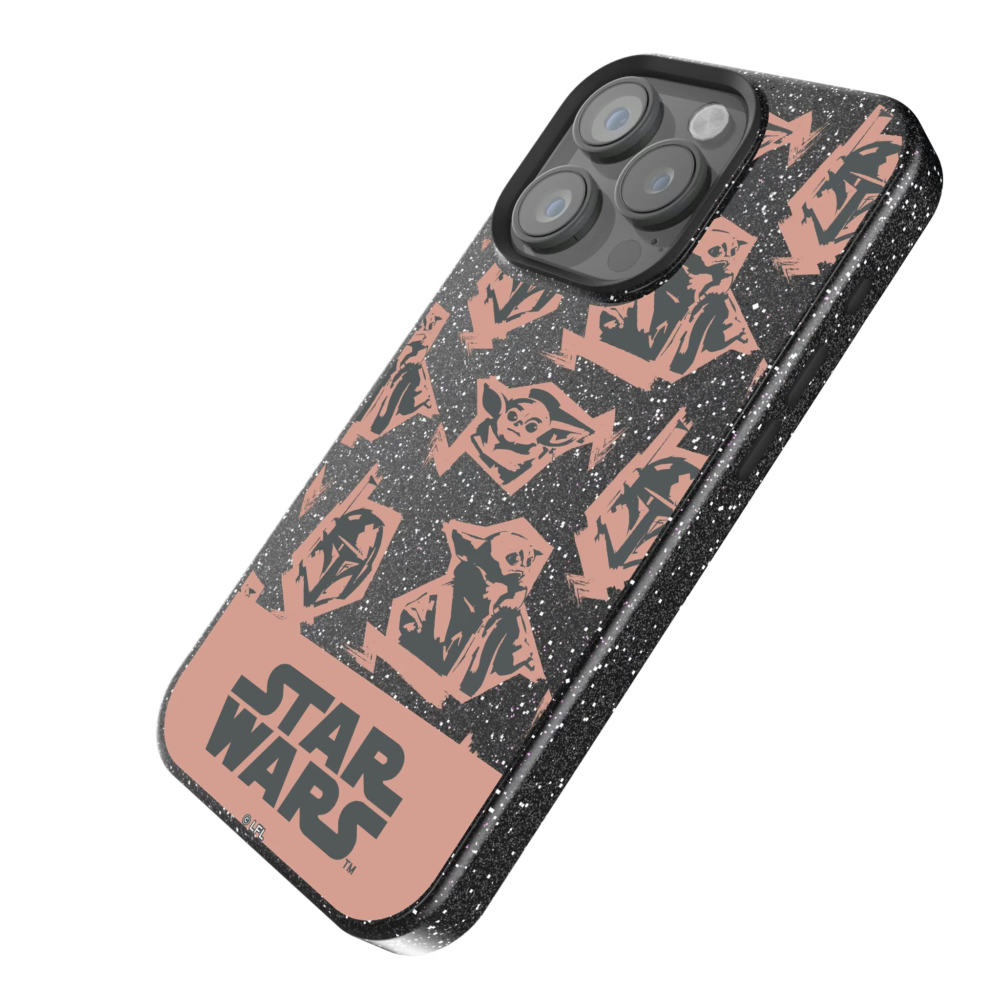 Star Wars: The Mandalorian Grogu Pattern iPhone Bling Phone Case for Apple iPhone - Isometric View