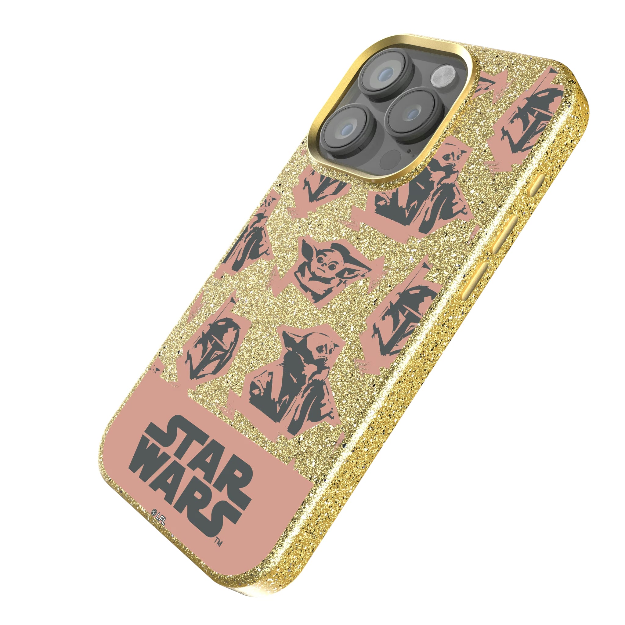 Star Wars: The Mandalorian Grogu Pattern iPhone Bling Phone Case for Apple iPhone - Isometric View